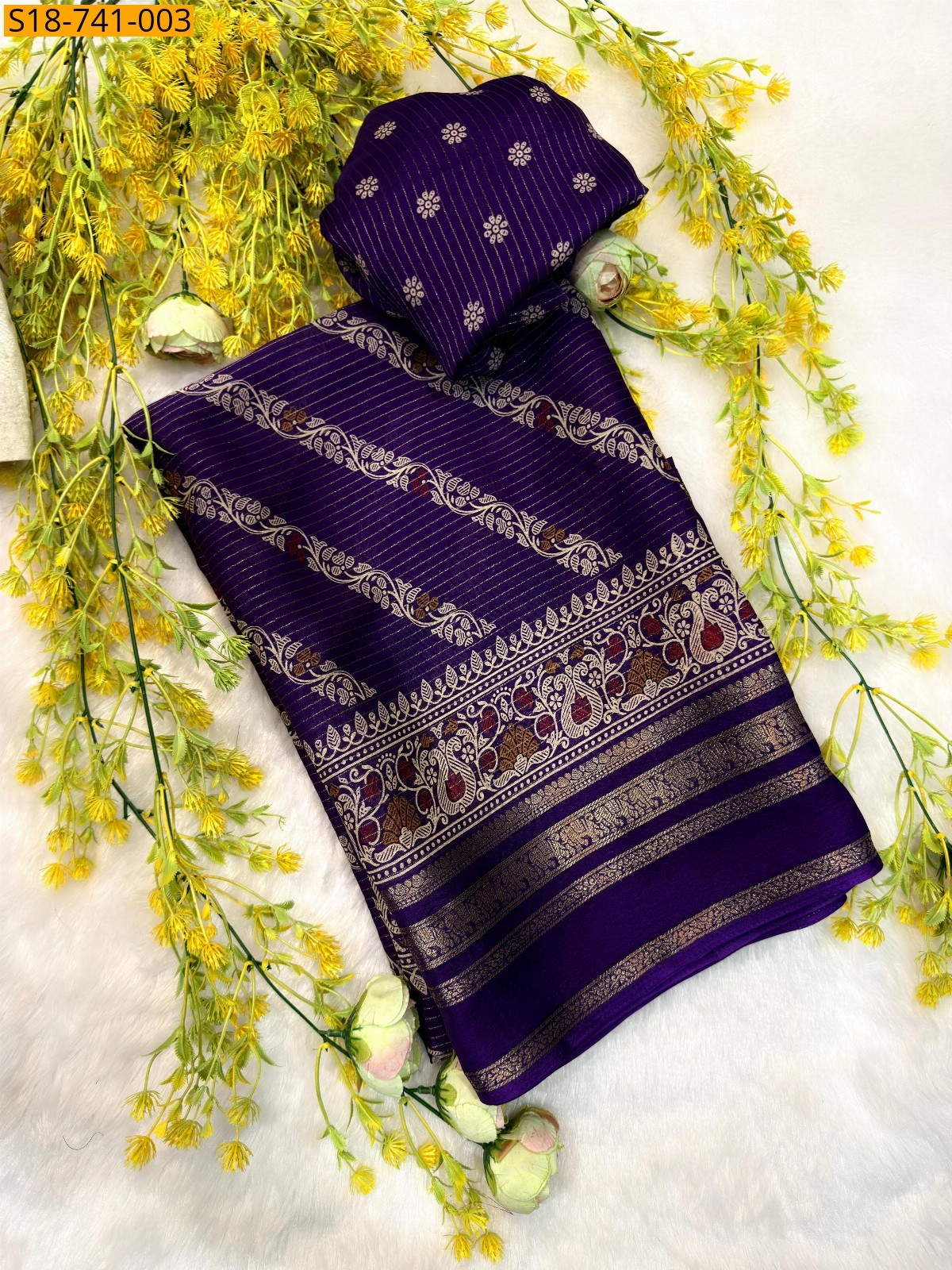 Violet Fancy Crape Silk Sarees