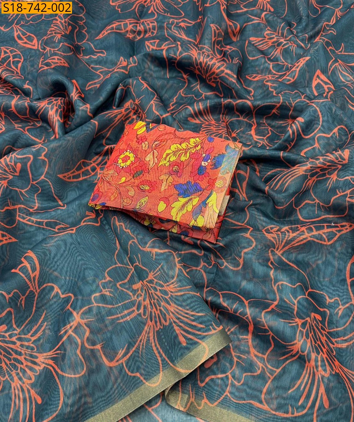 Morpitch Fancy Chanderi printed sarees