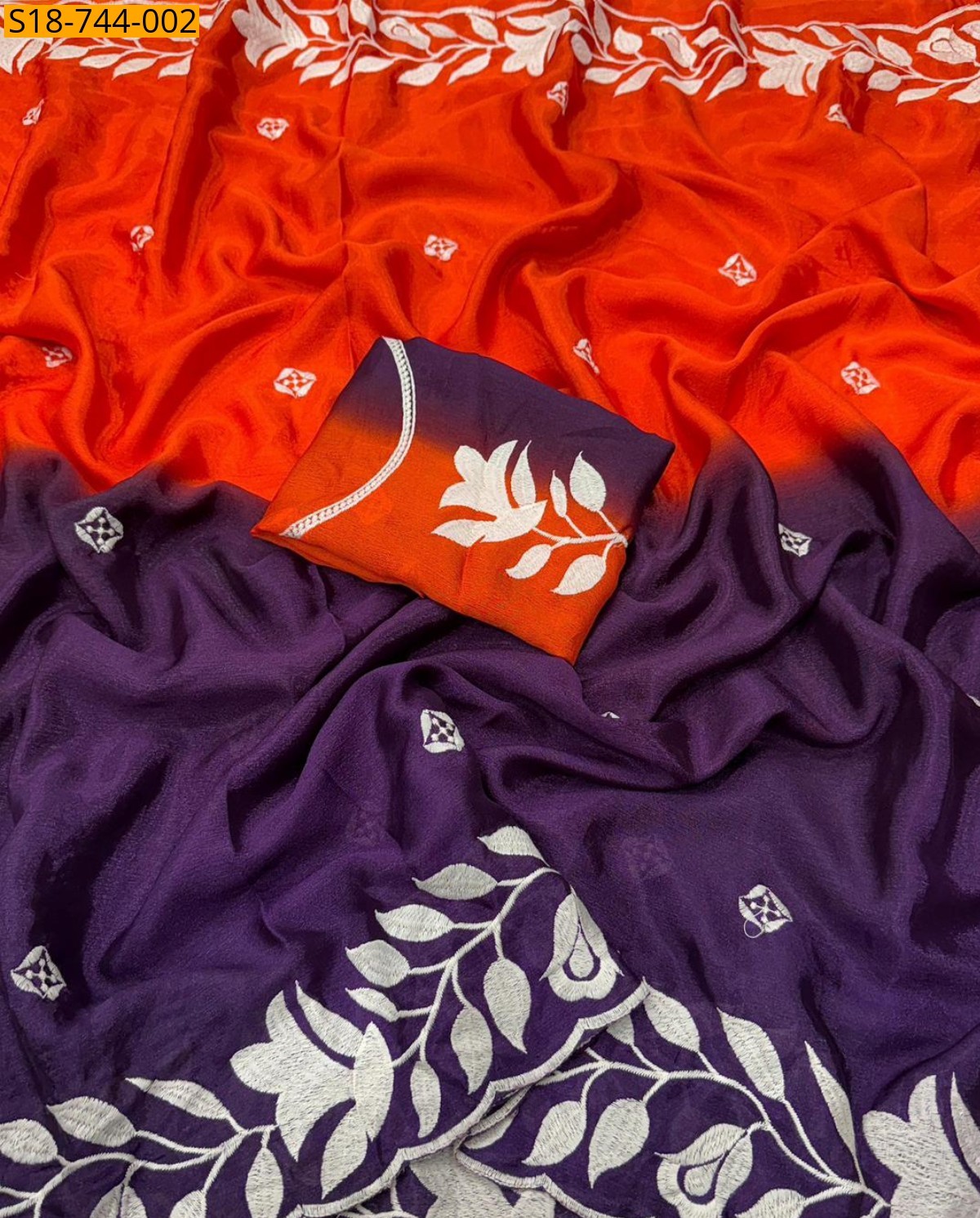 Red Soft Silk Chinnon Saree