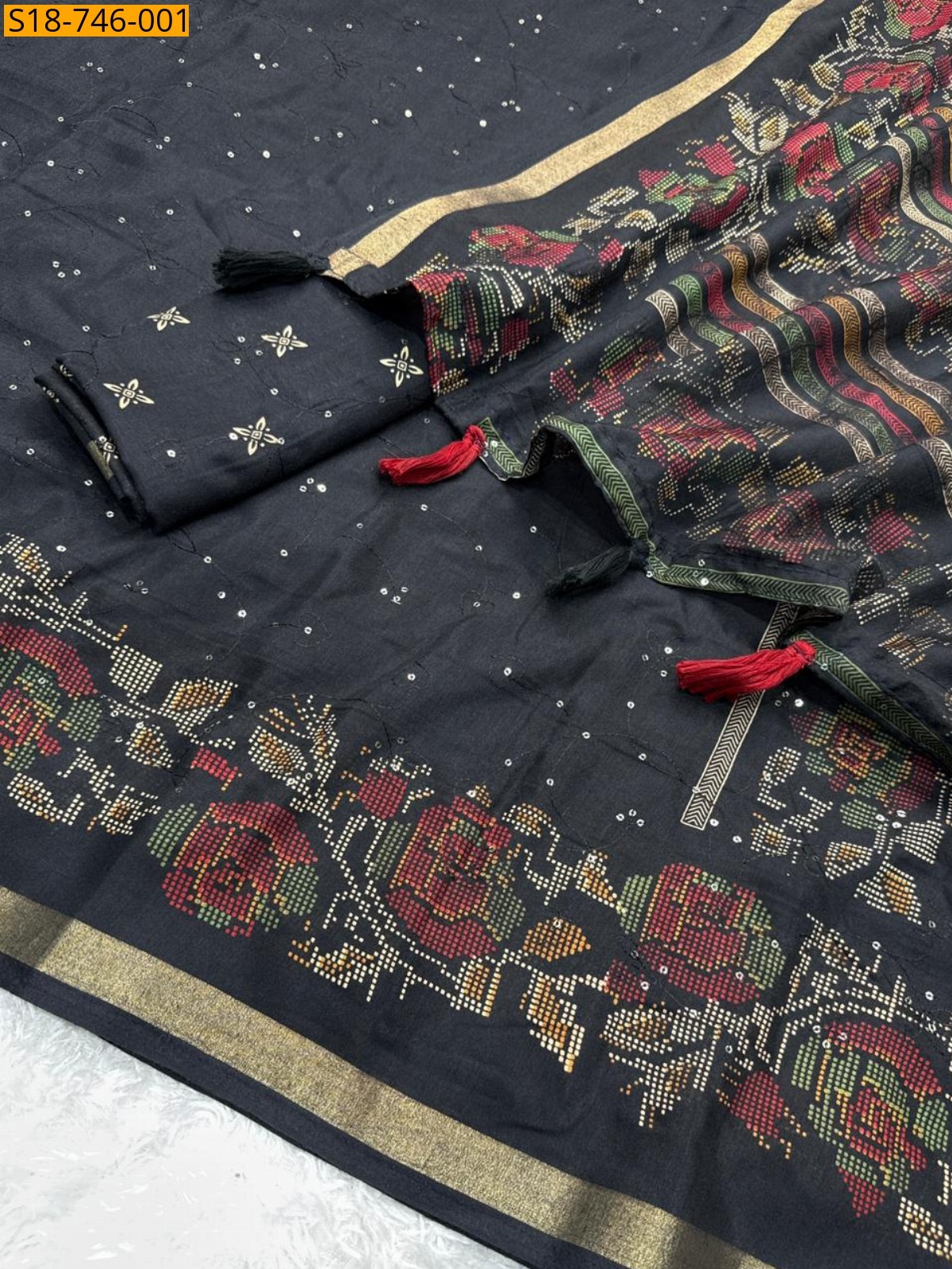 Black Fancy mulmul silk sarees