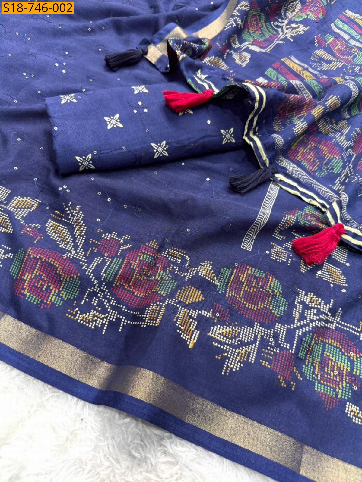 Blue Fancy mulmul silk sarees