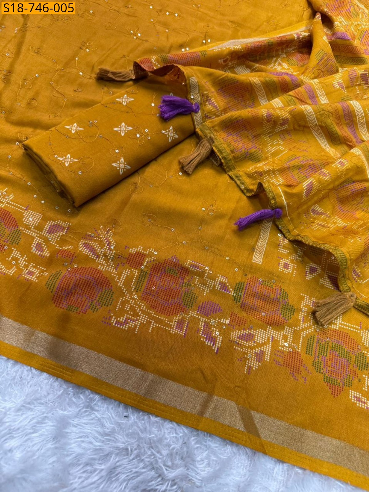 Yellow Fancy mulmul silk sarees