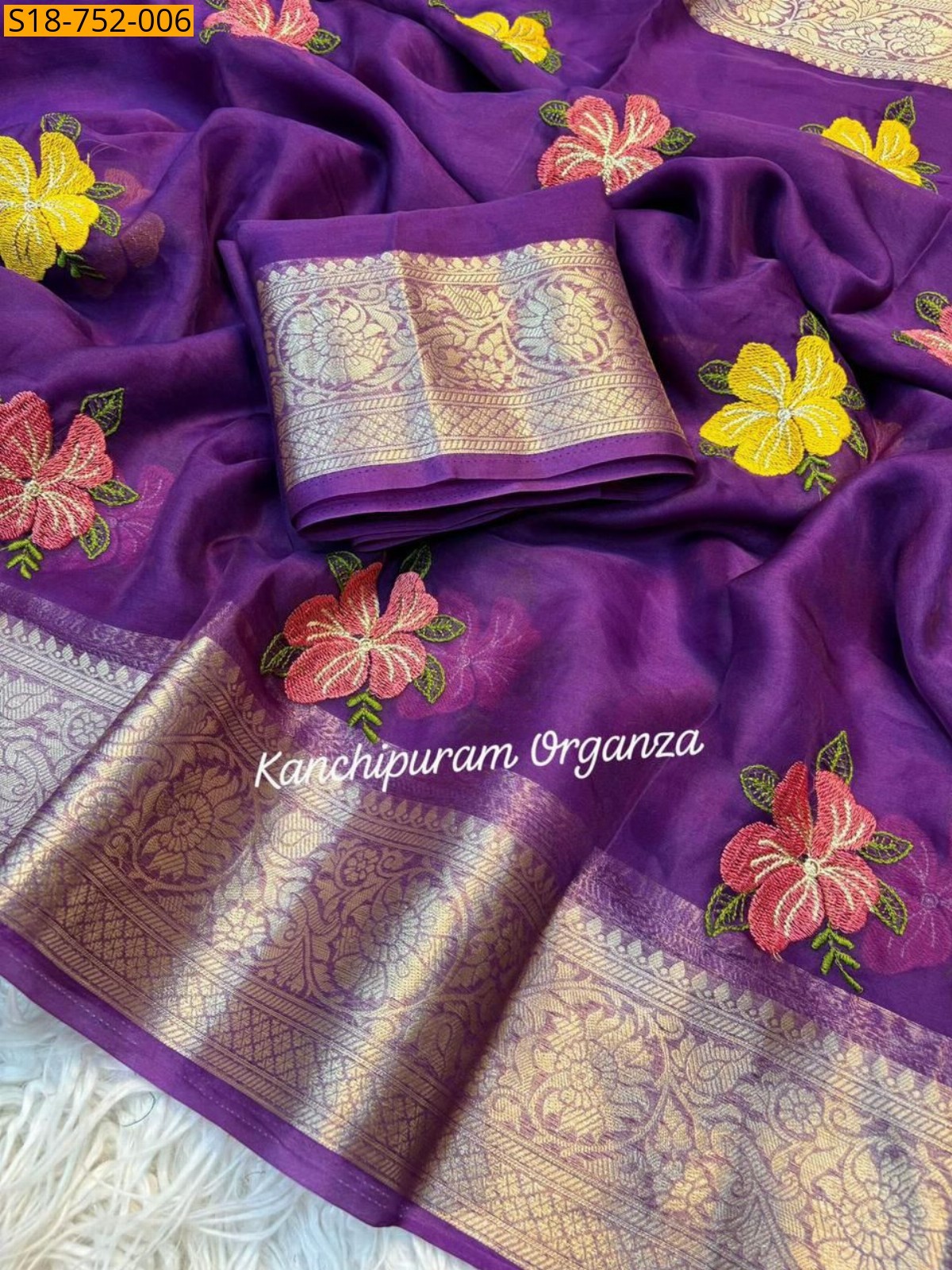 Violet Fancy organza embroidery sarees