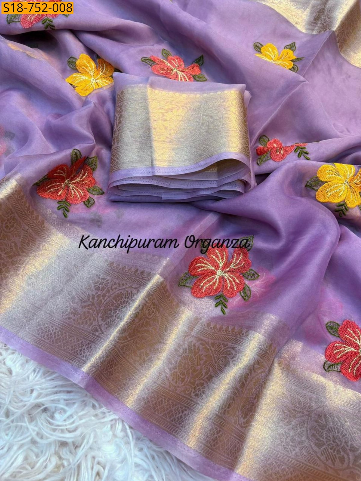 Lavender Fancy organza embroidery sarees