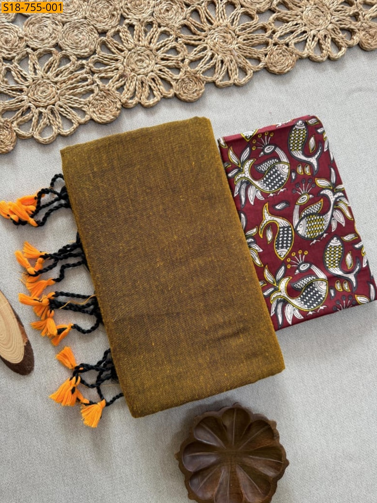 Brown Khadi Cotton Sarees
