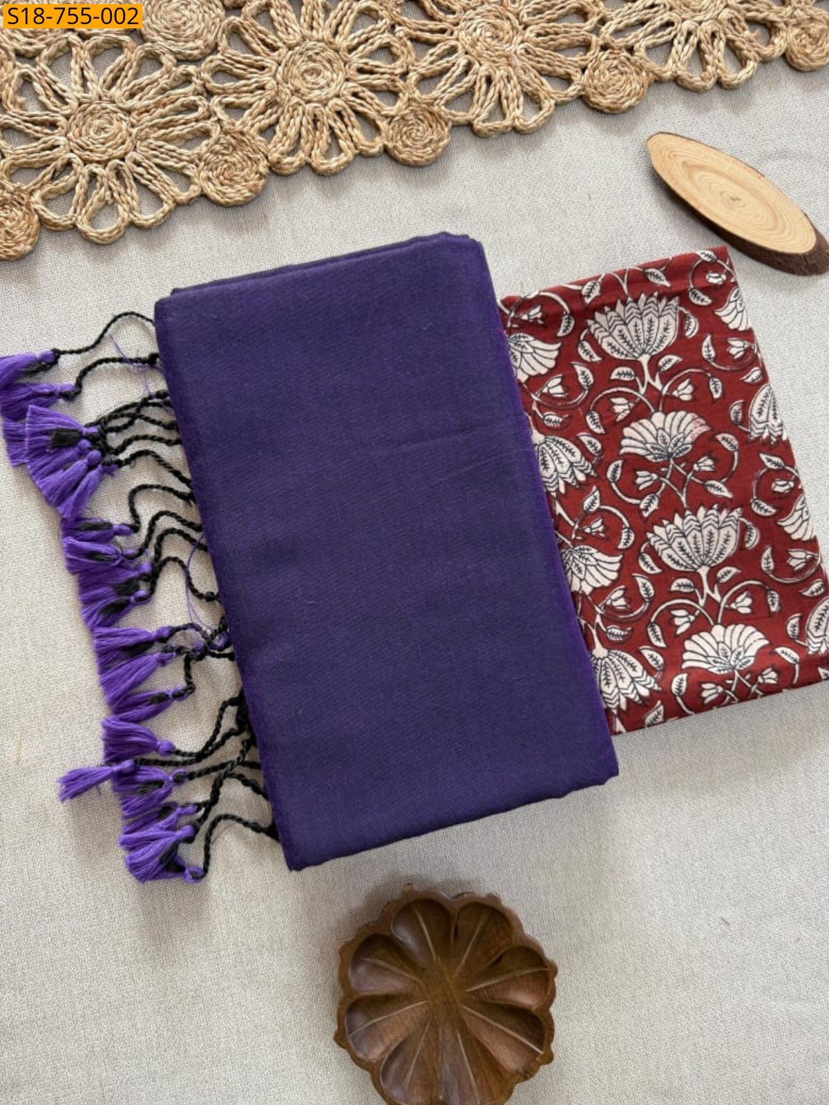 Violet Khadi Cotton Sarees