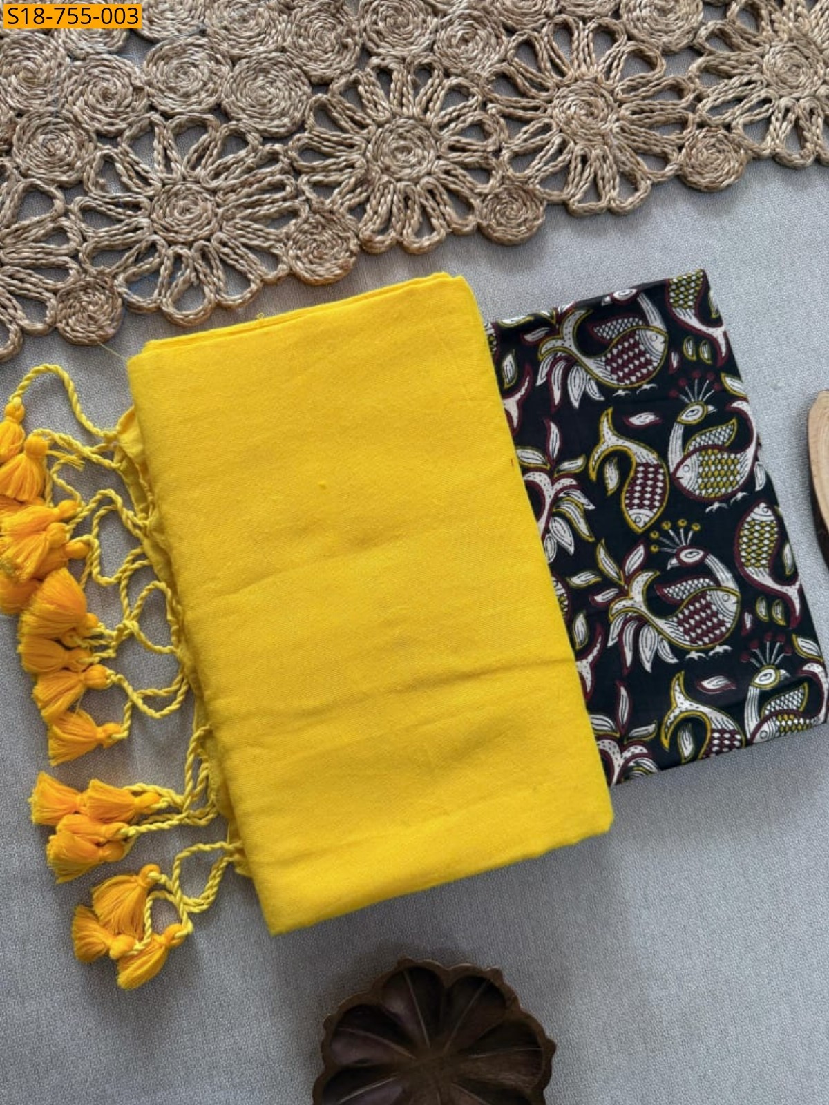 Yellow Khadi Cotton Sarees