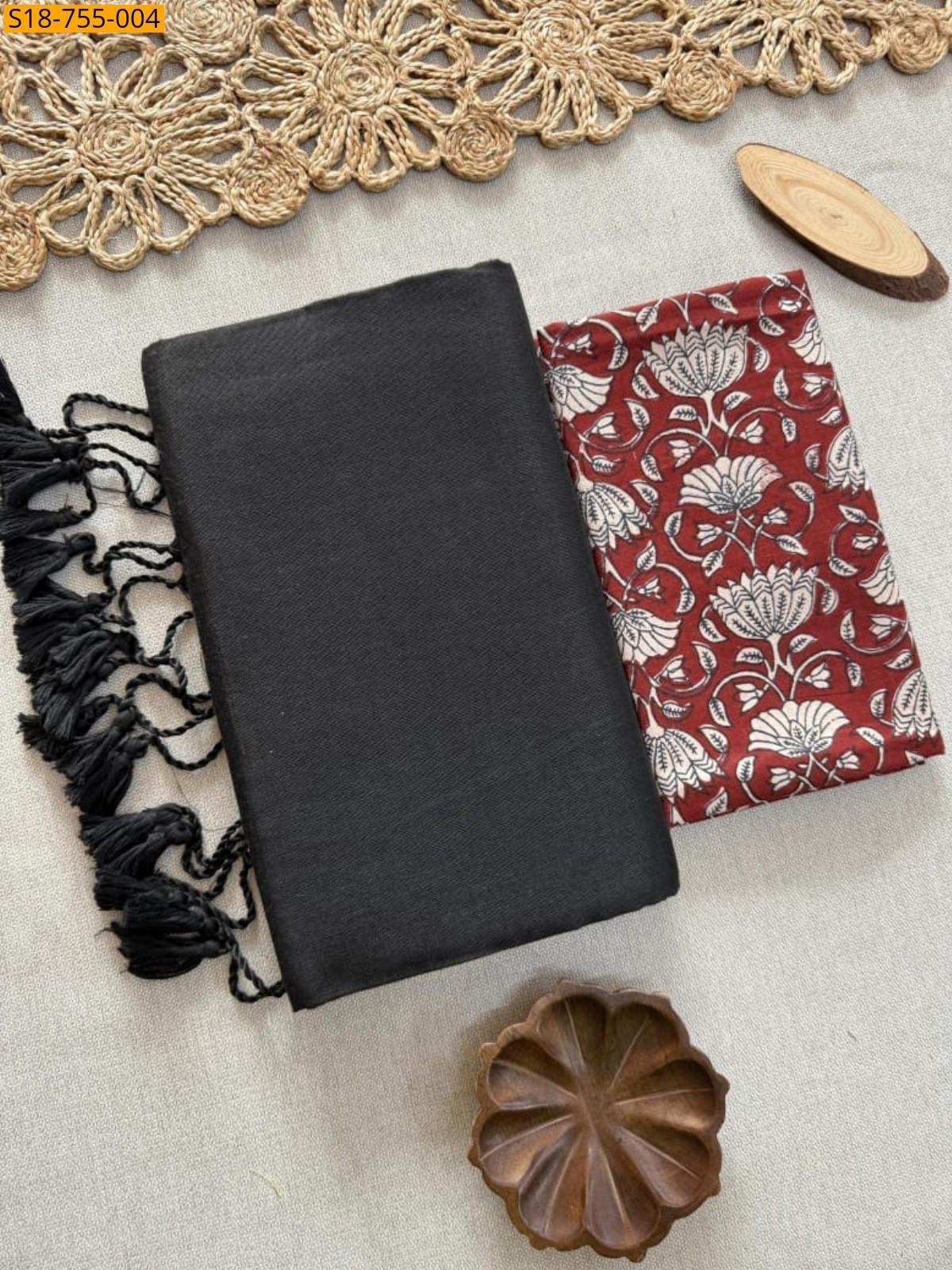 Black Khadi Cotton Sarees