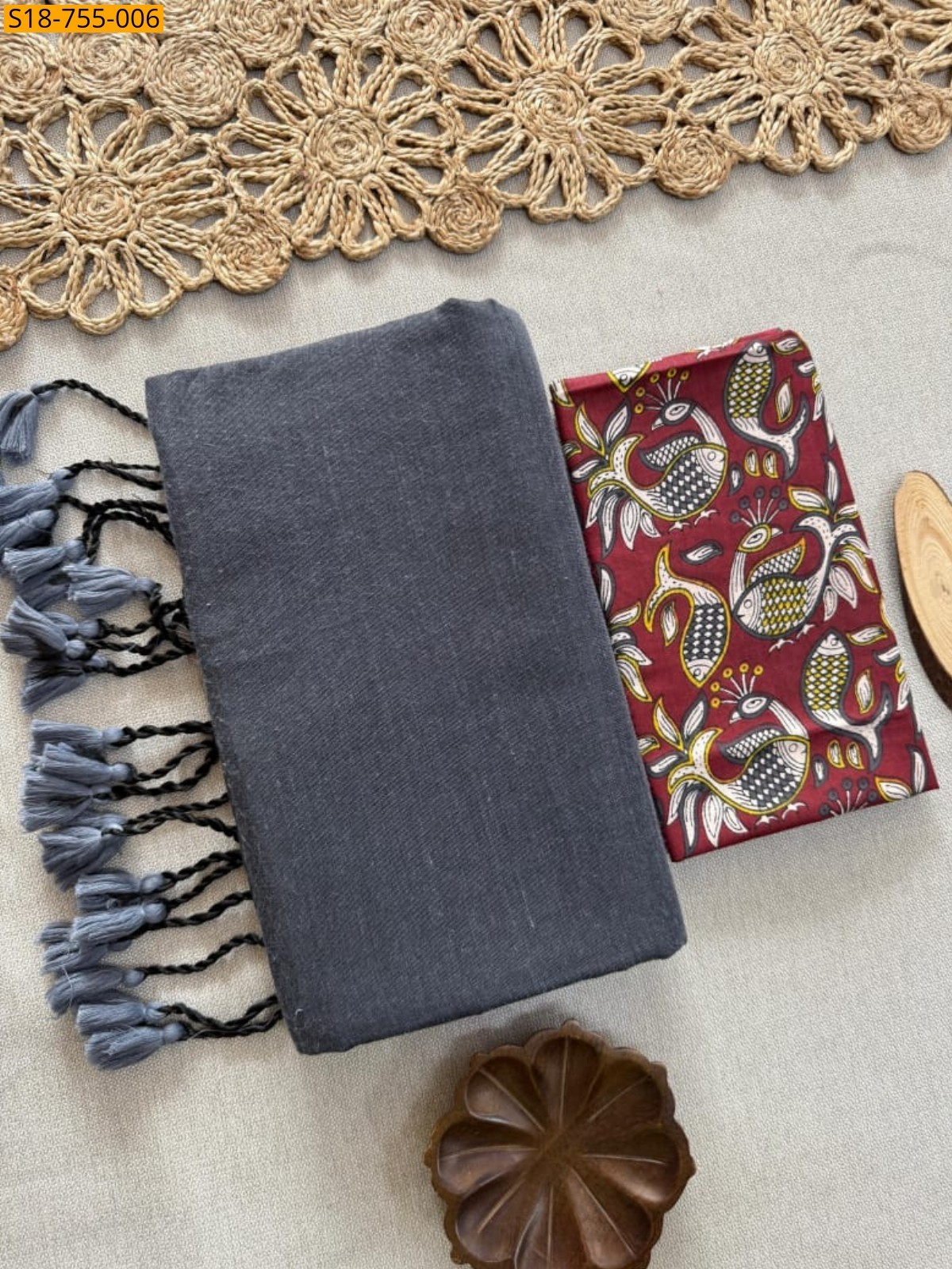 Gray Khadi Cotton Sarees