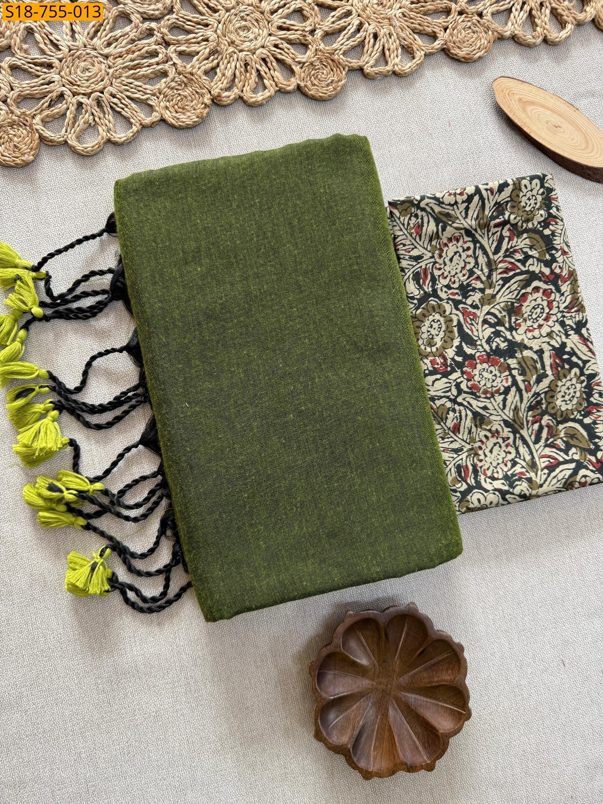 Green Khadi Cotton Sarees