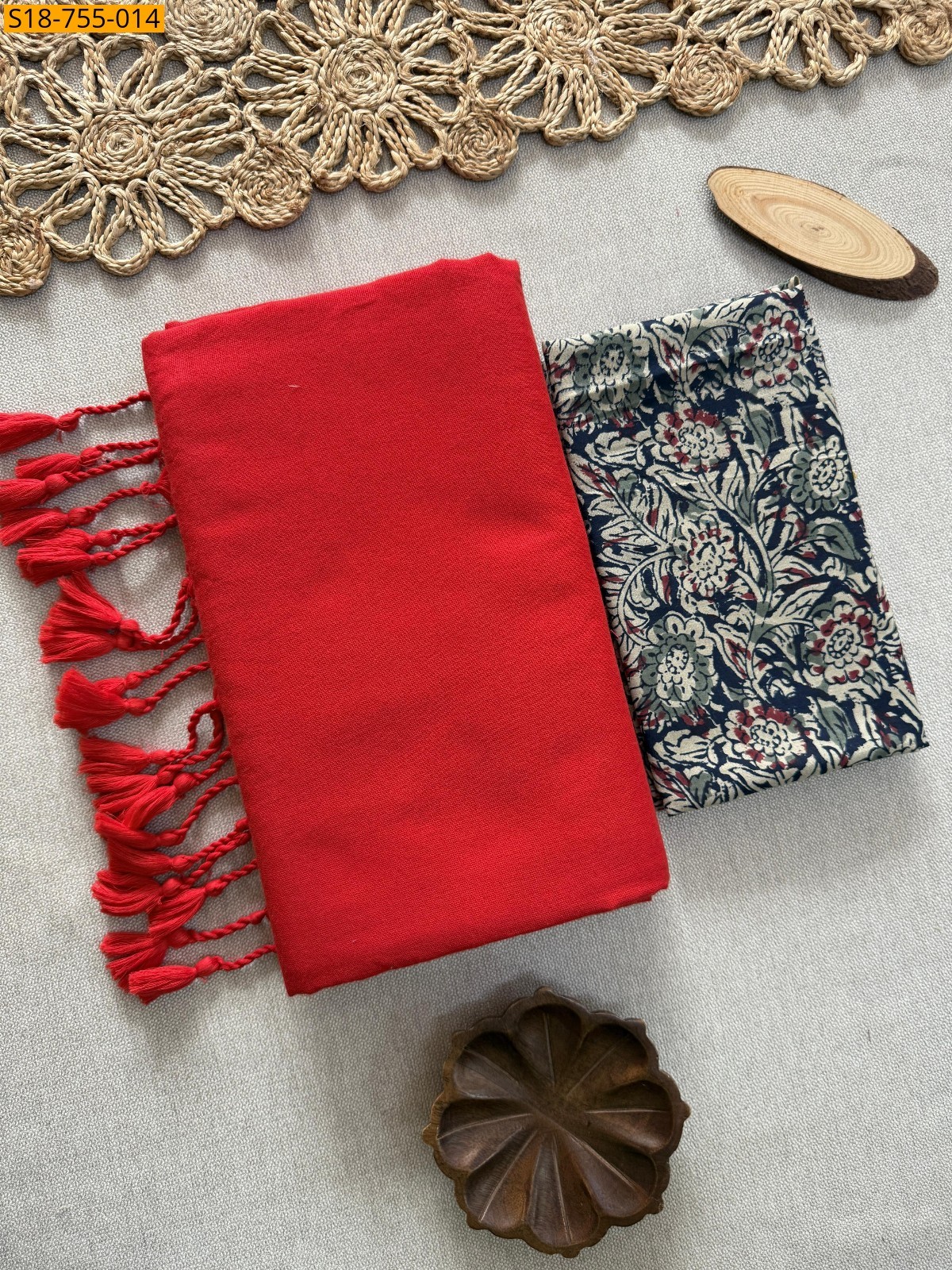 Red Khadi Cotton Sarees