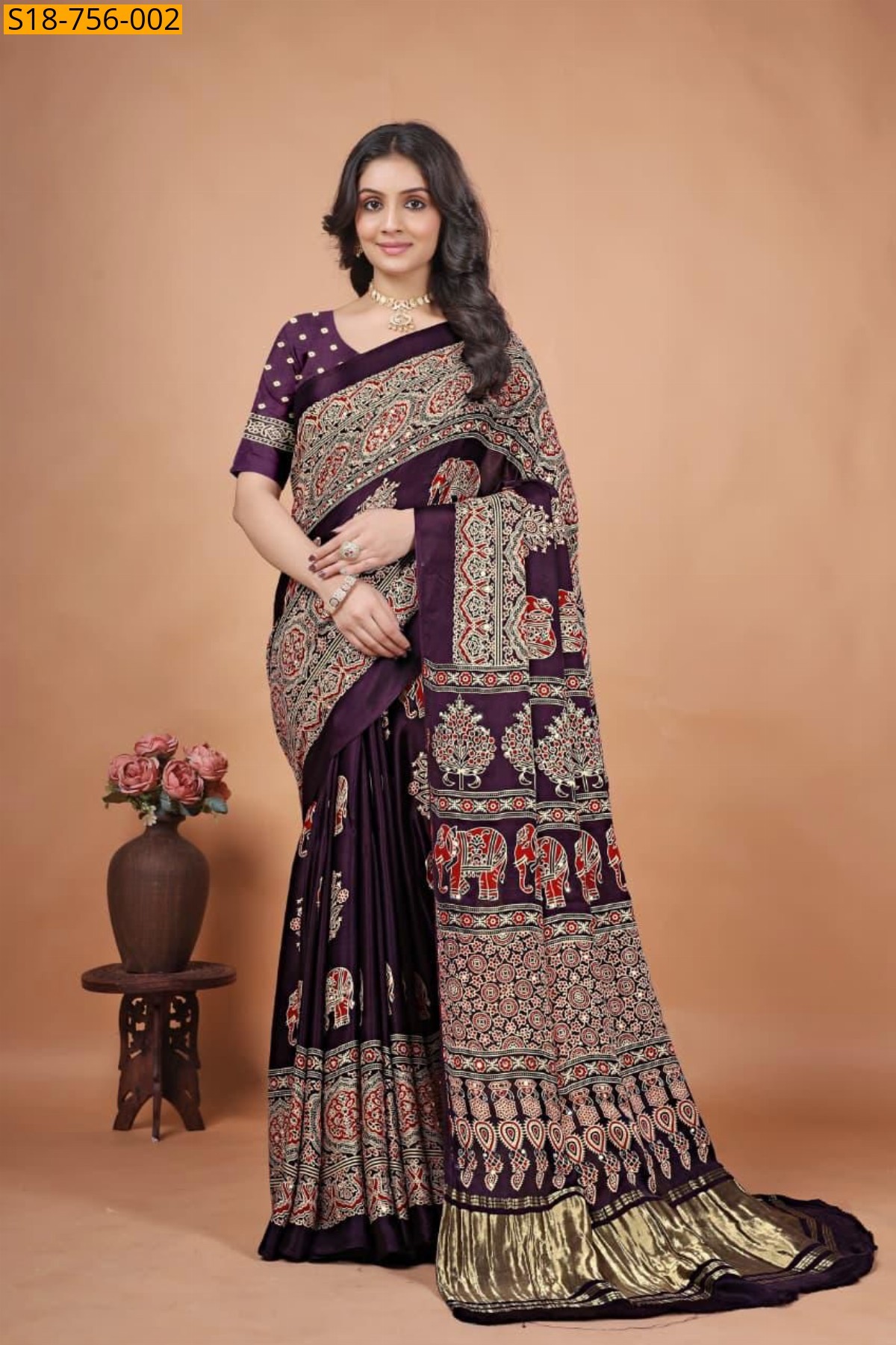 Wine Modal gaji silk sarees
