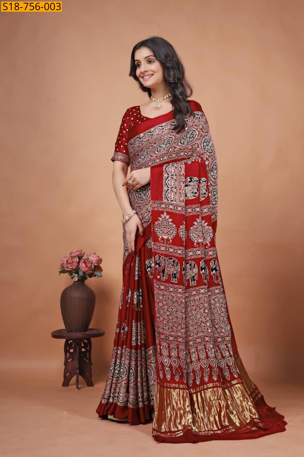 Red Modal gaji silk sarees