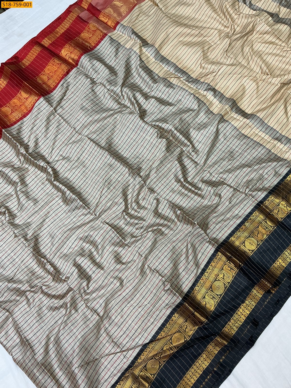 Cream Banarasi soft katan silk sarees