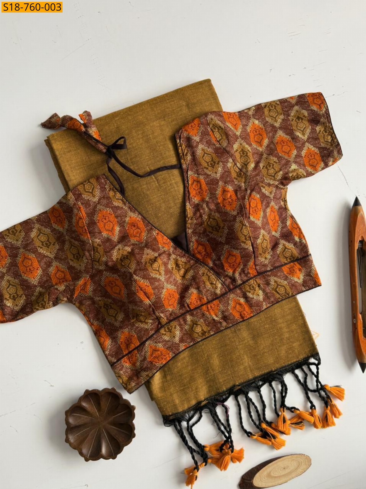 Brown Khadi Cotton Sarees