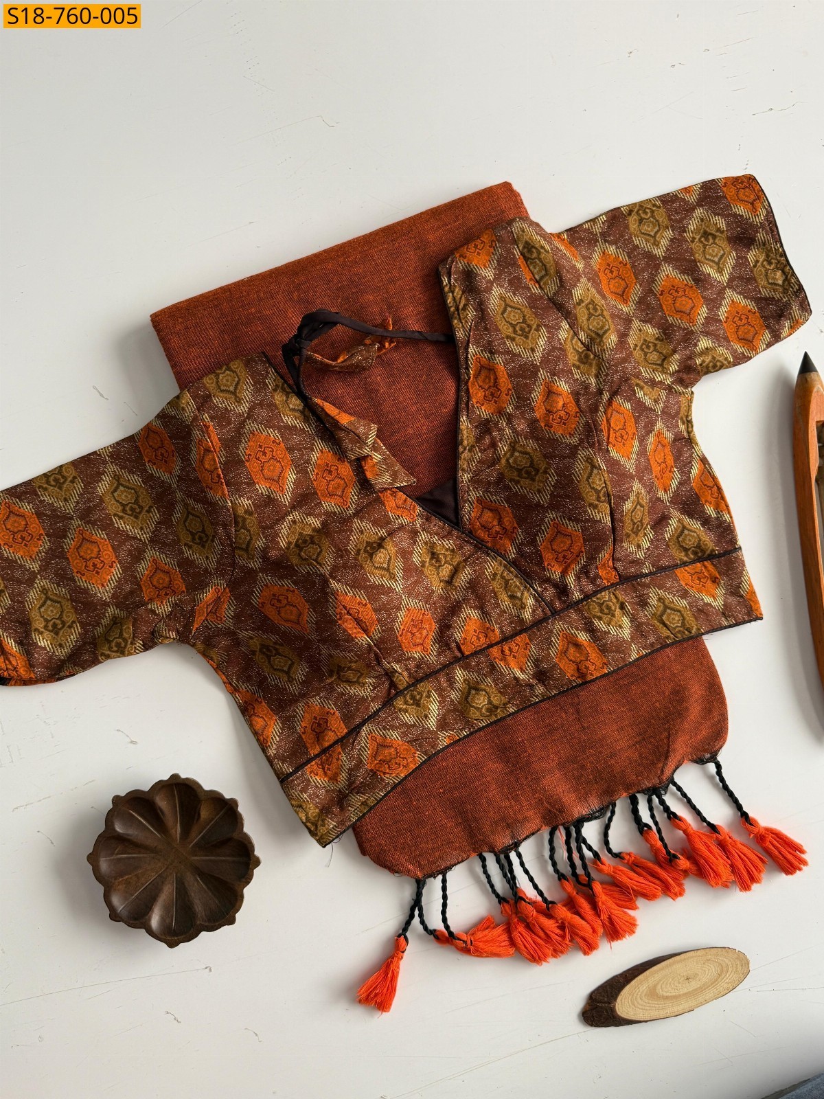 Orange Khadi Cotton Sarees