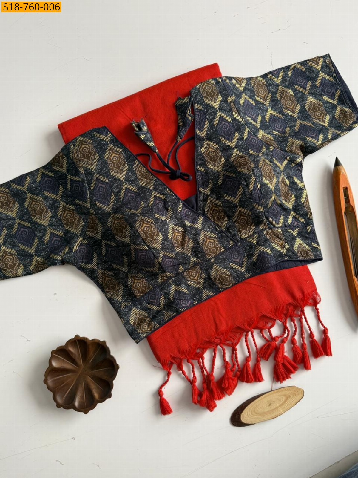 Red Khadi Cotton Sarees