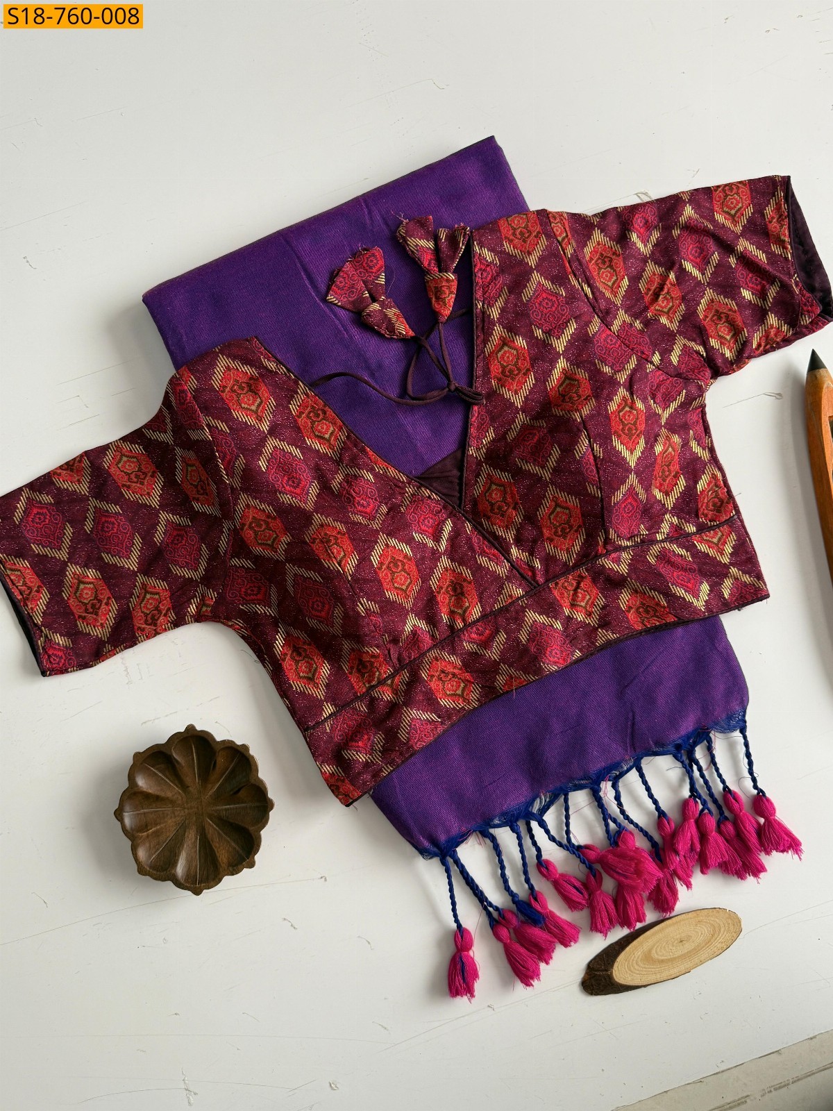 Violet Khadi Cotton Sarees