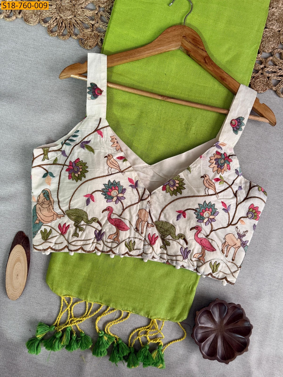 Green Fancy Khadi Cotton Sarees