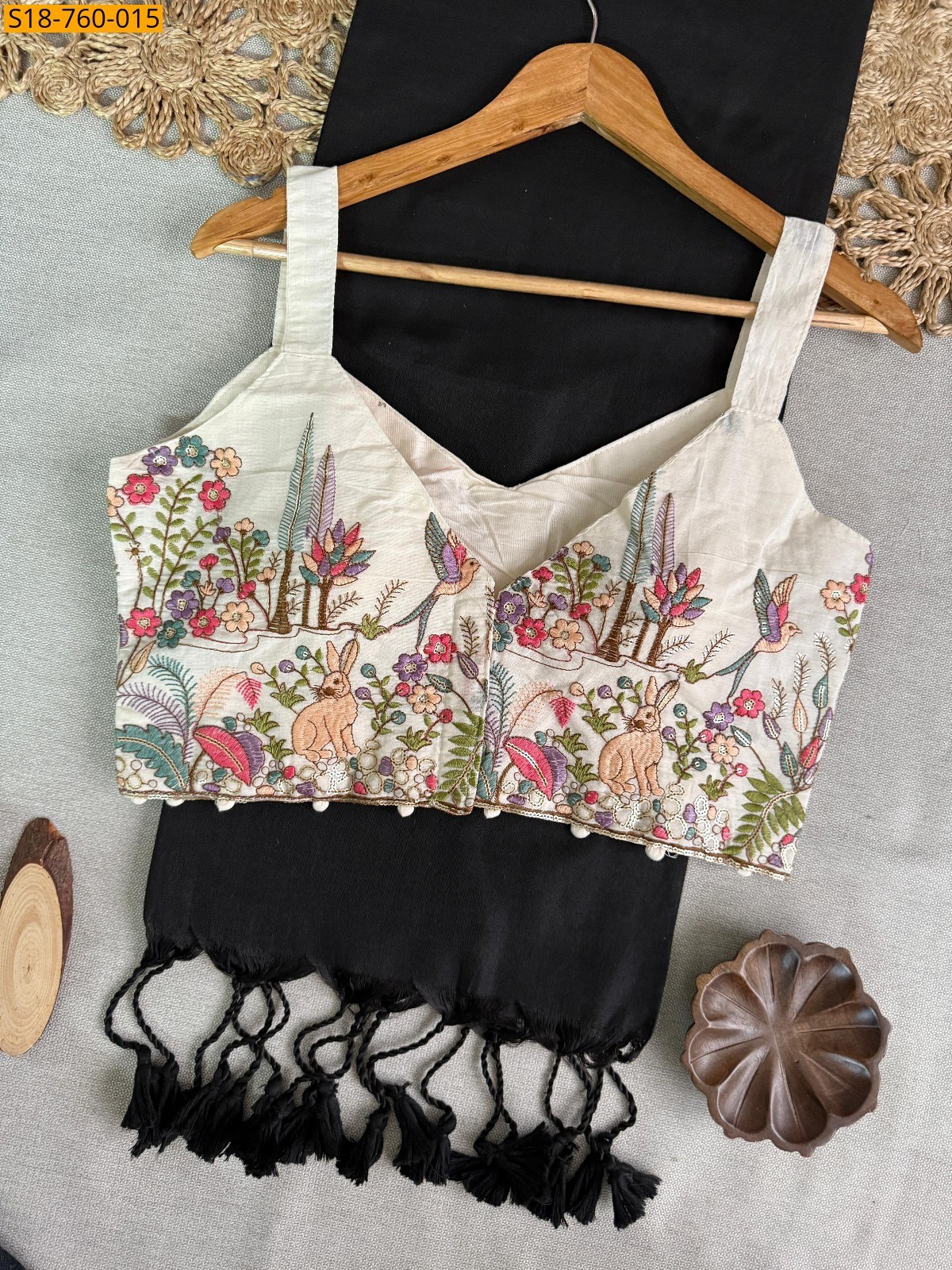 Black Fancy Khadi Cotton Sarees