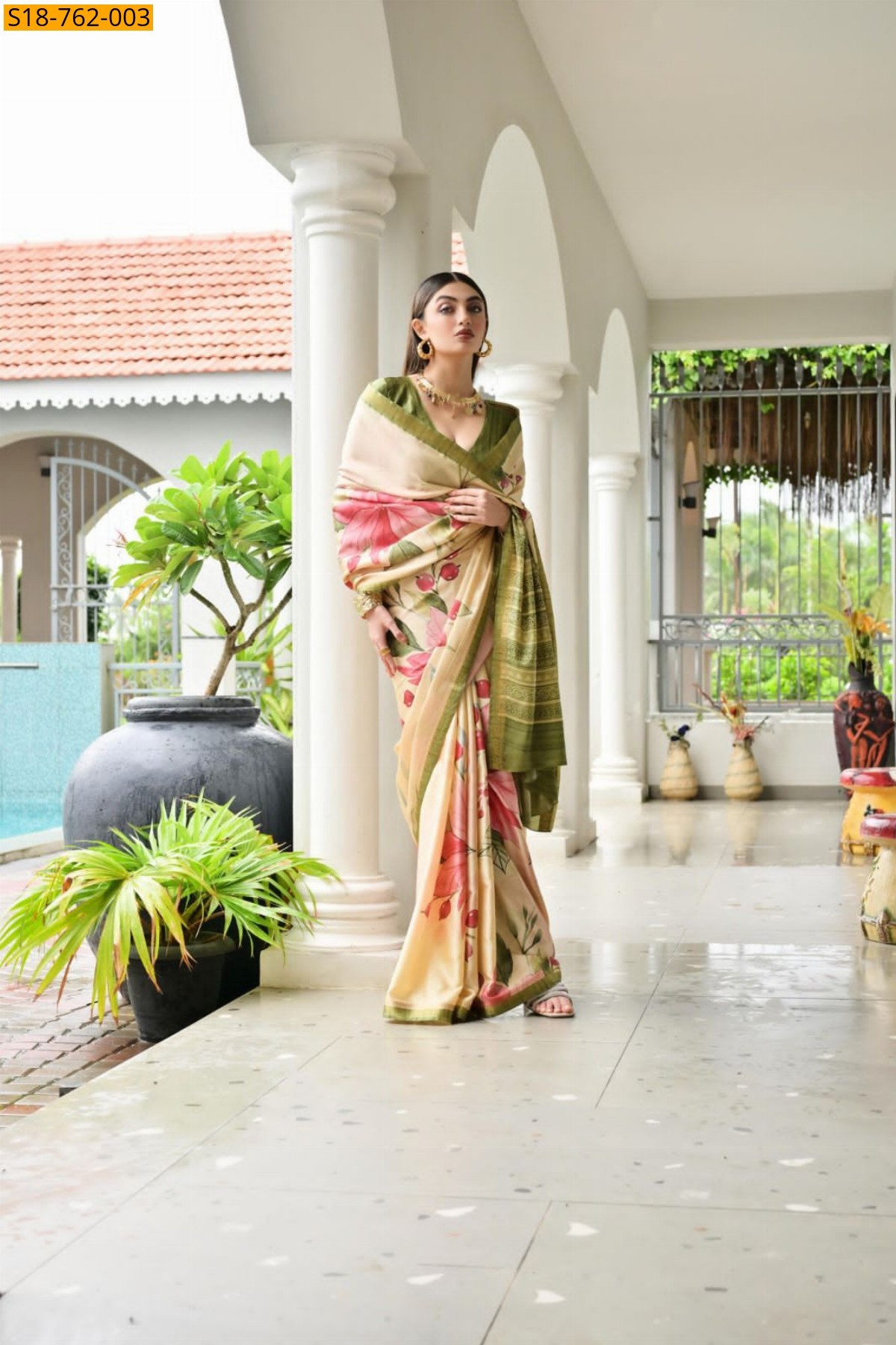Sandal Satin Silk Saree