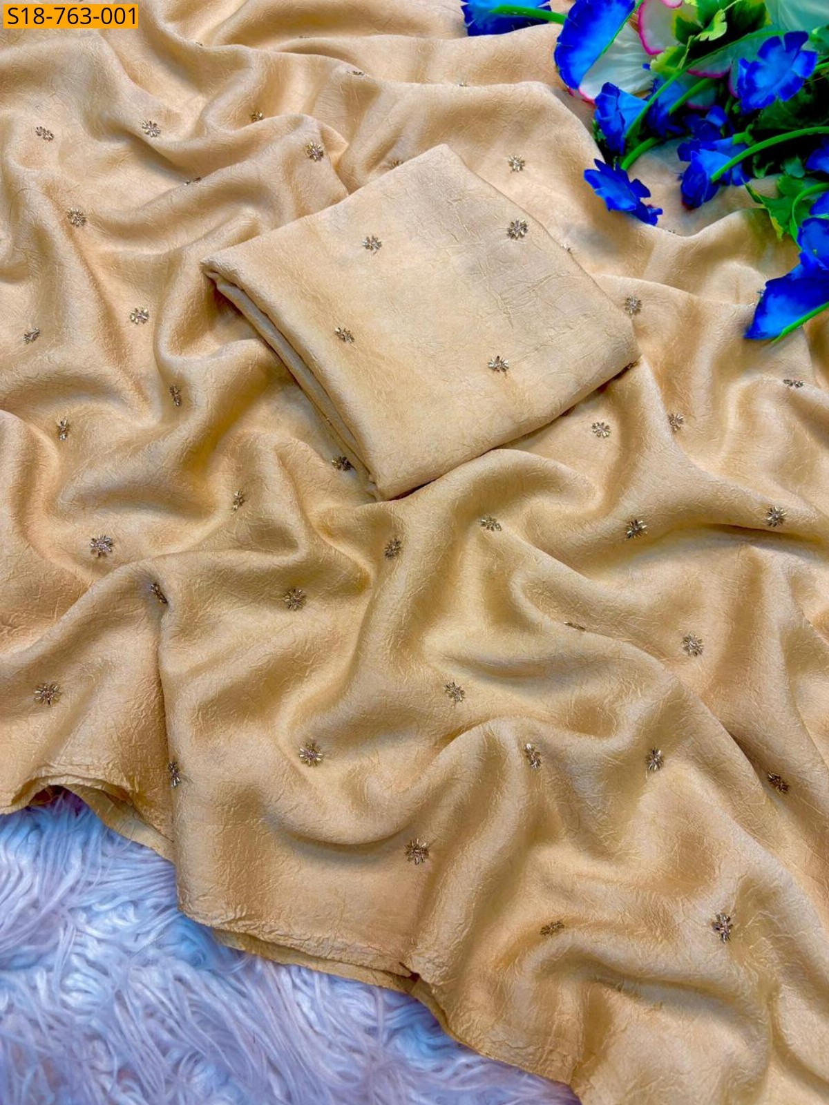 Sandal Fancy Crush Saree