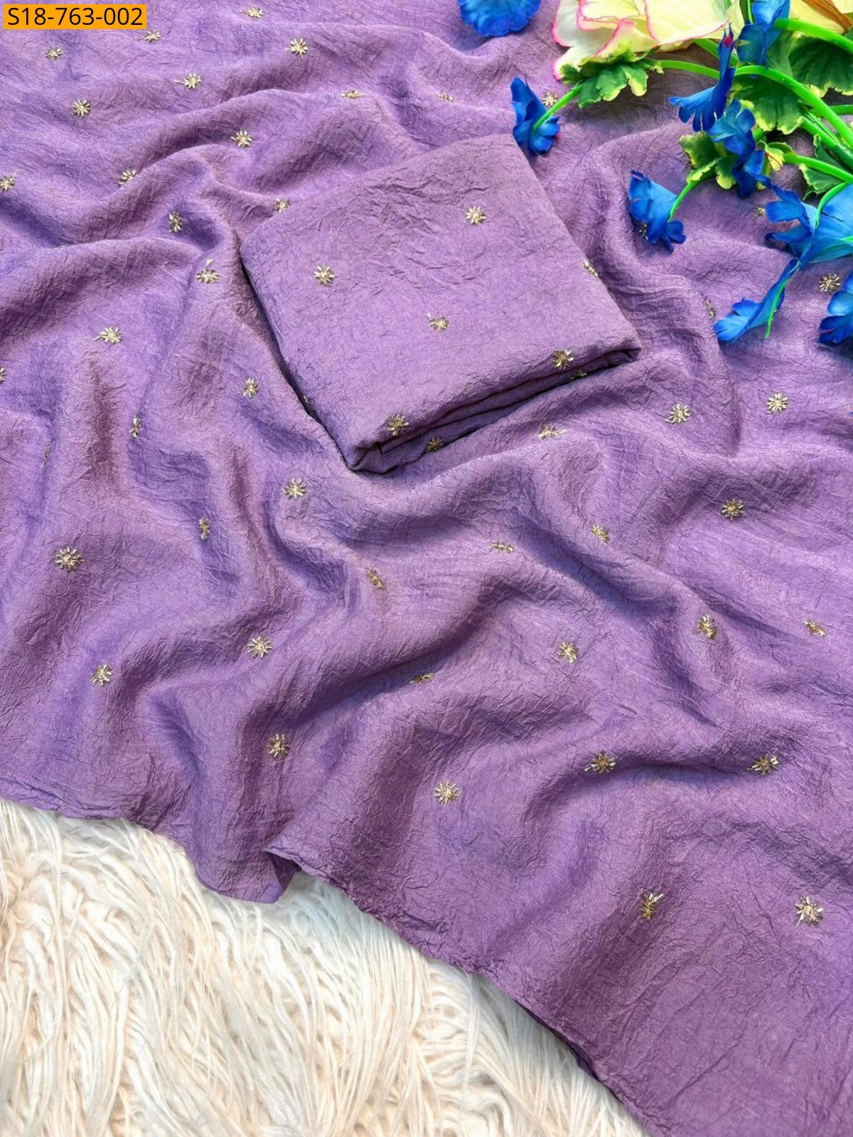 Lavender Fancy Crush Saree