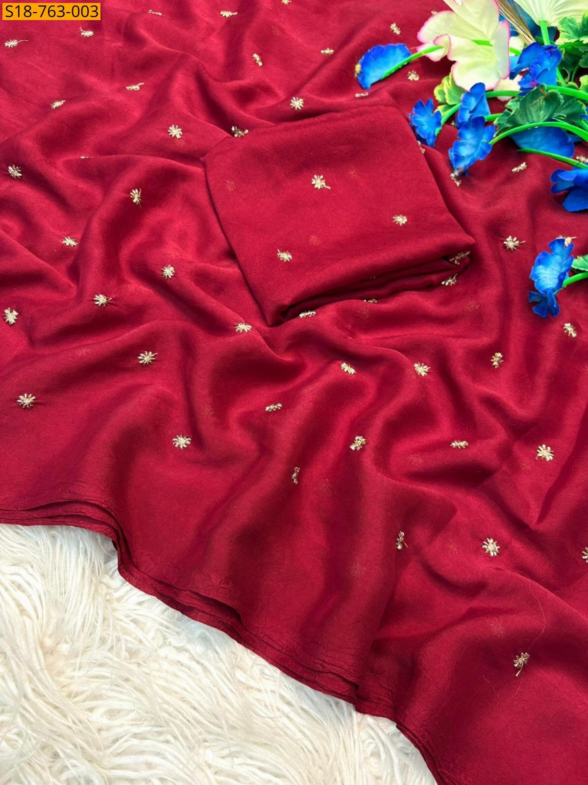 Maroon Fancy Crush Saree