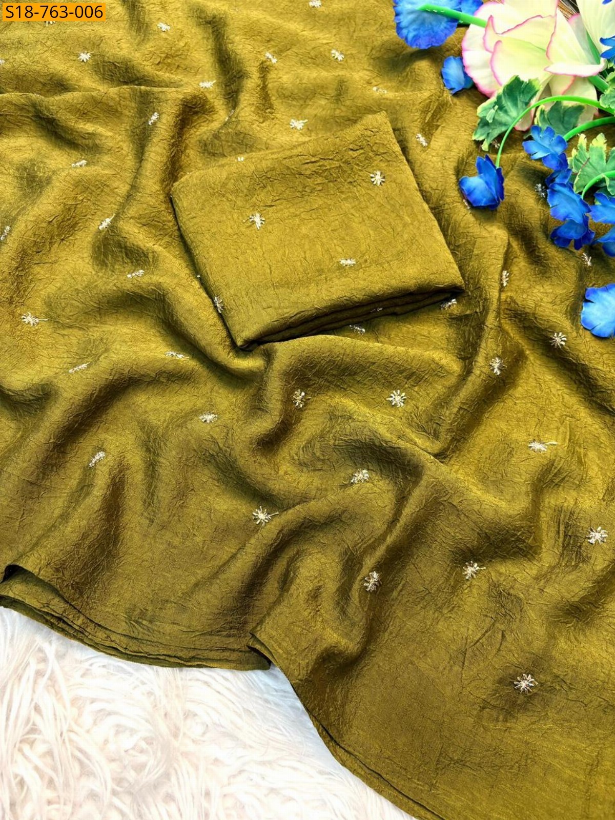 Green Fancy Crush Saree