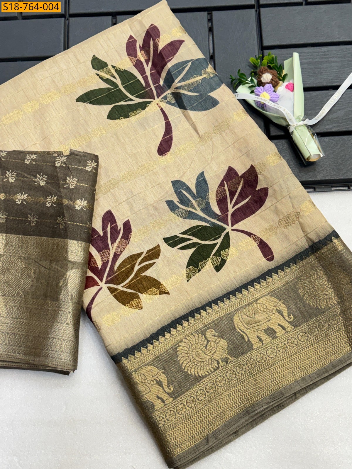 Sandal Soft Dola kalmkari print saree