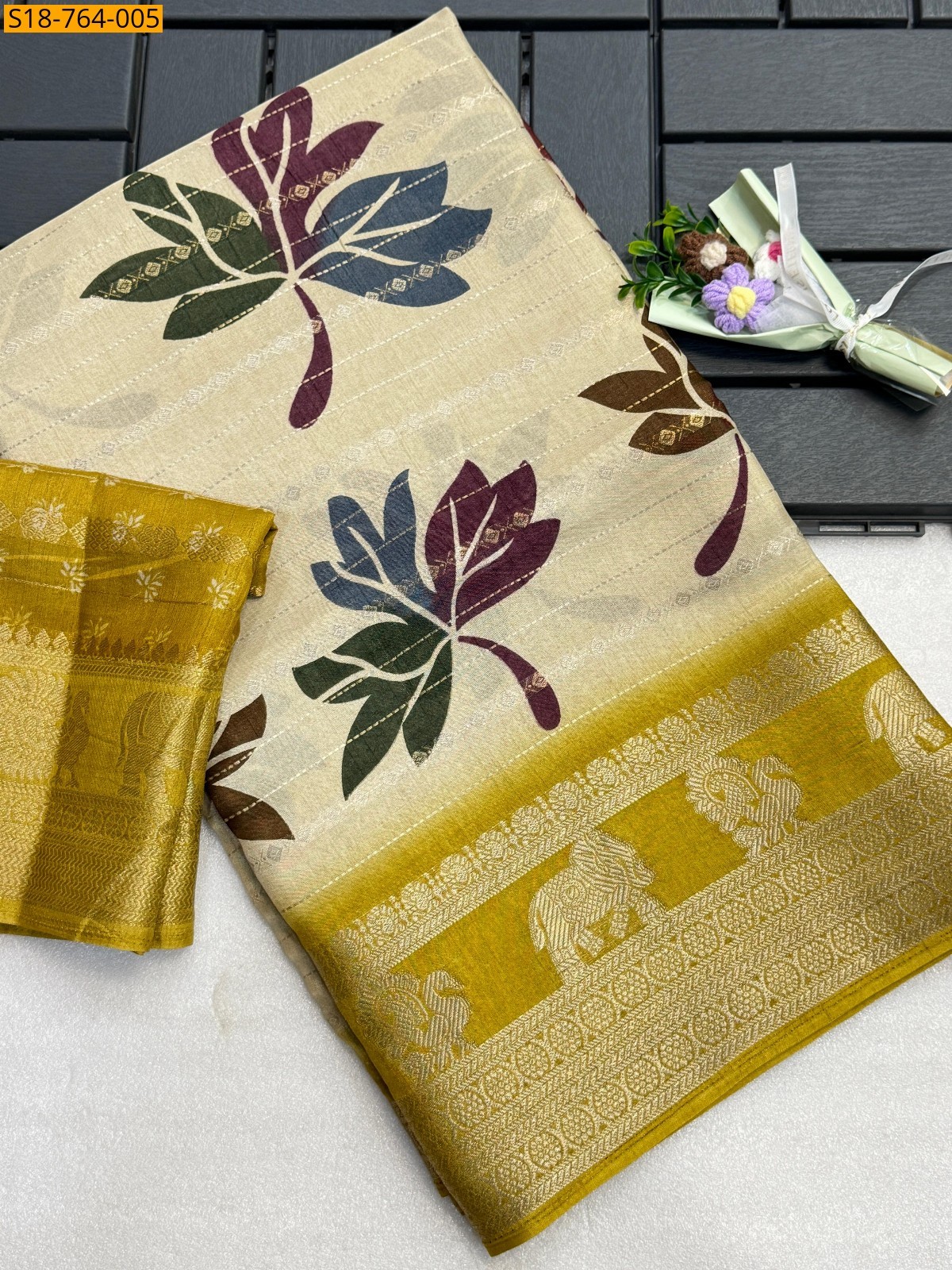 Sandal Soft Dola kalmkari print saree
