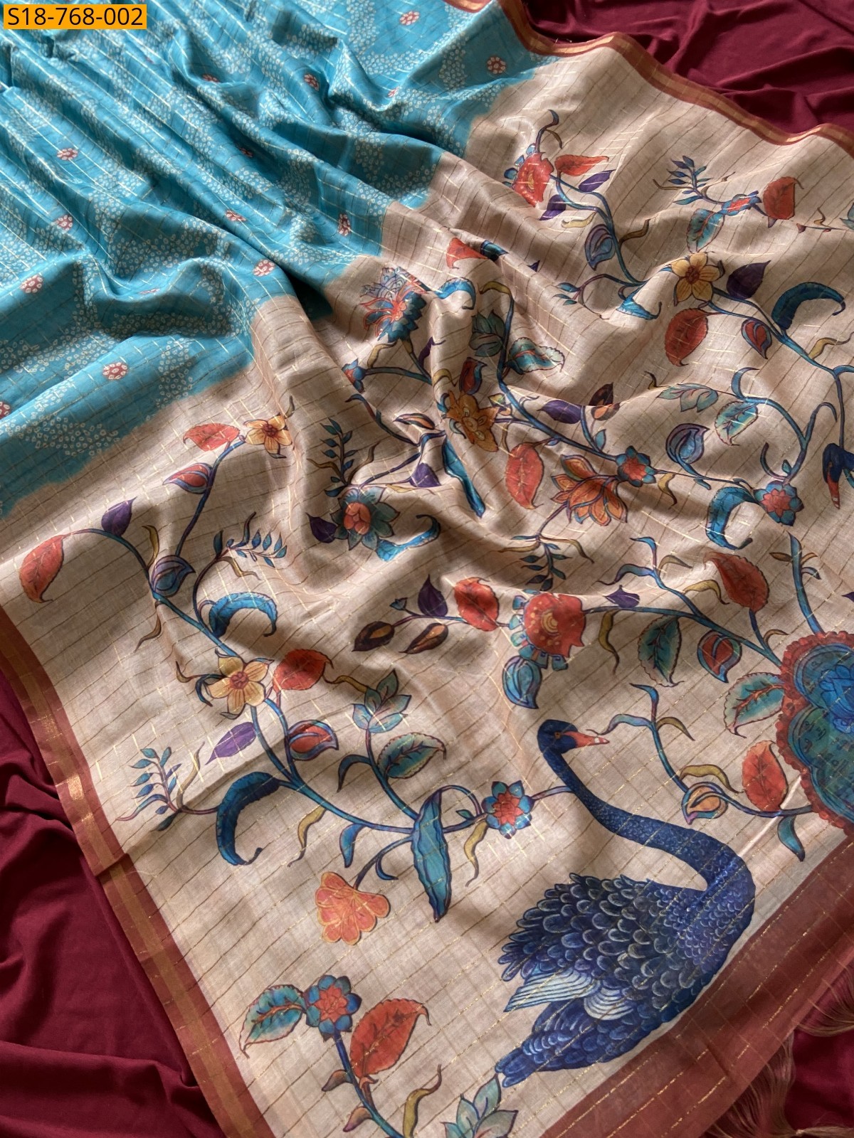 Blue Fancy Semi tussar silk sarees