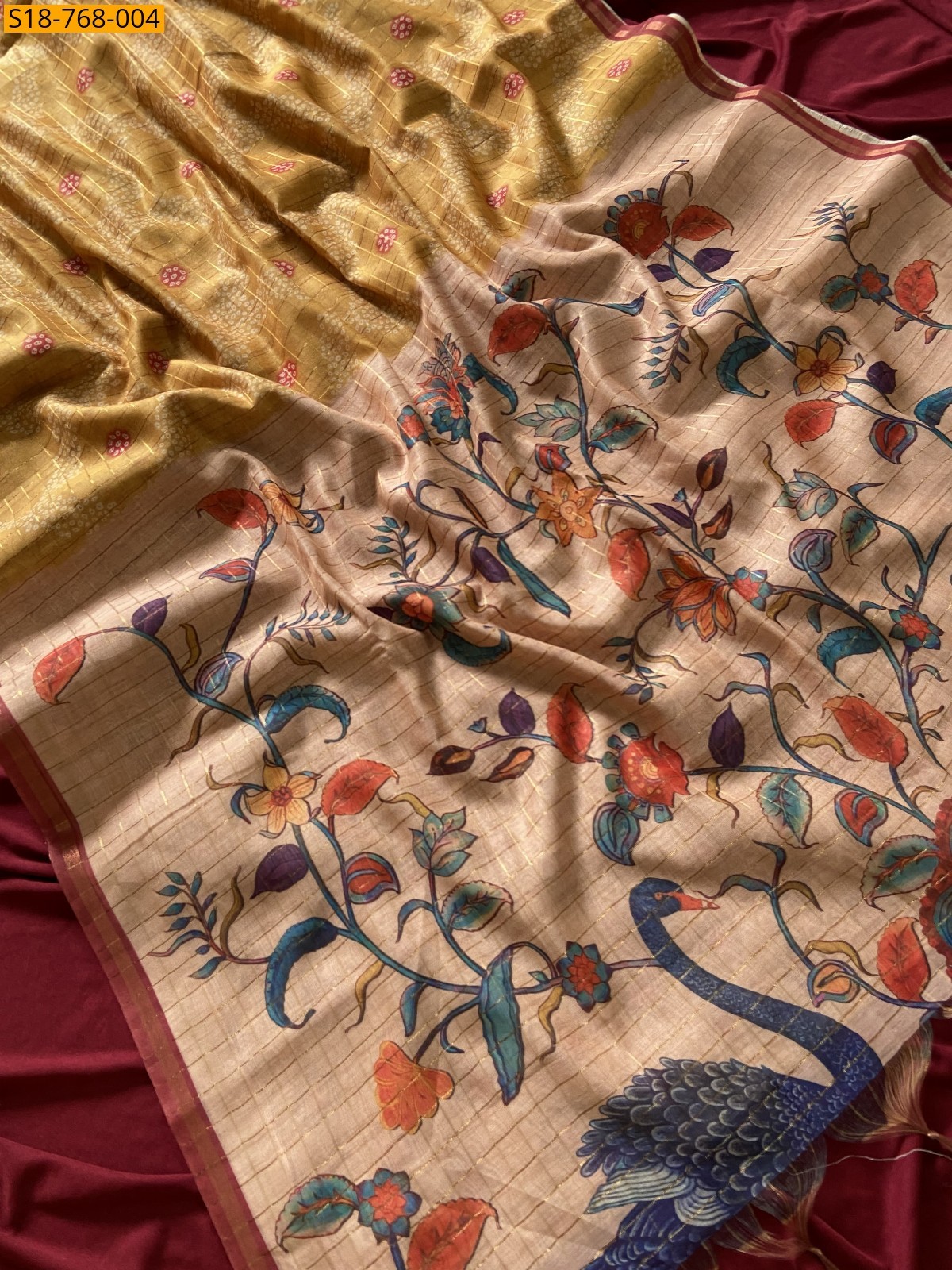 Mustard Fancy Semi tussar silk sarees
