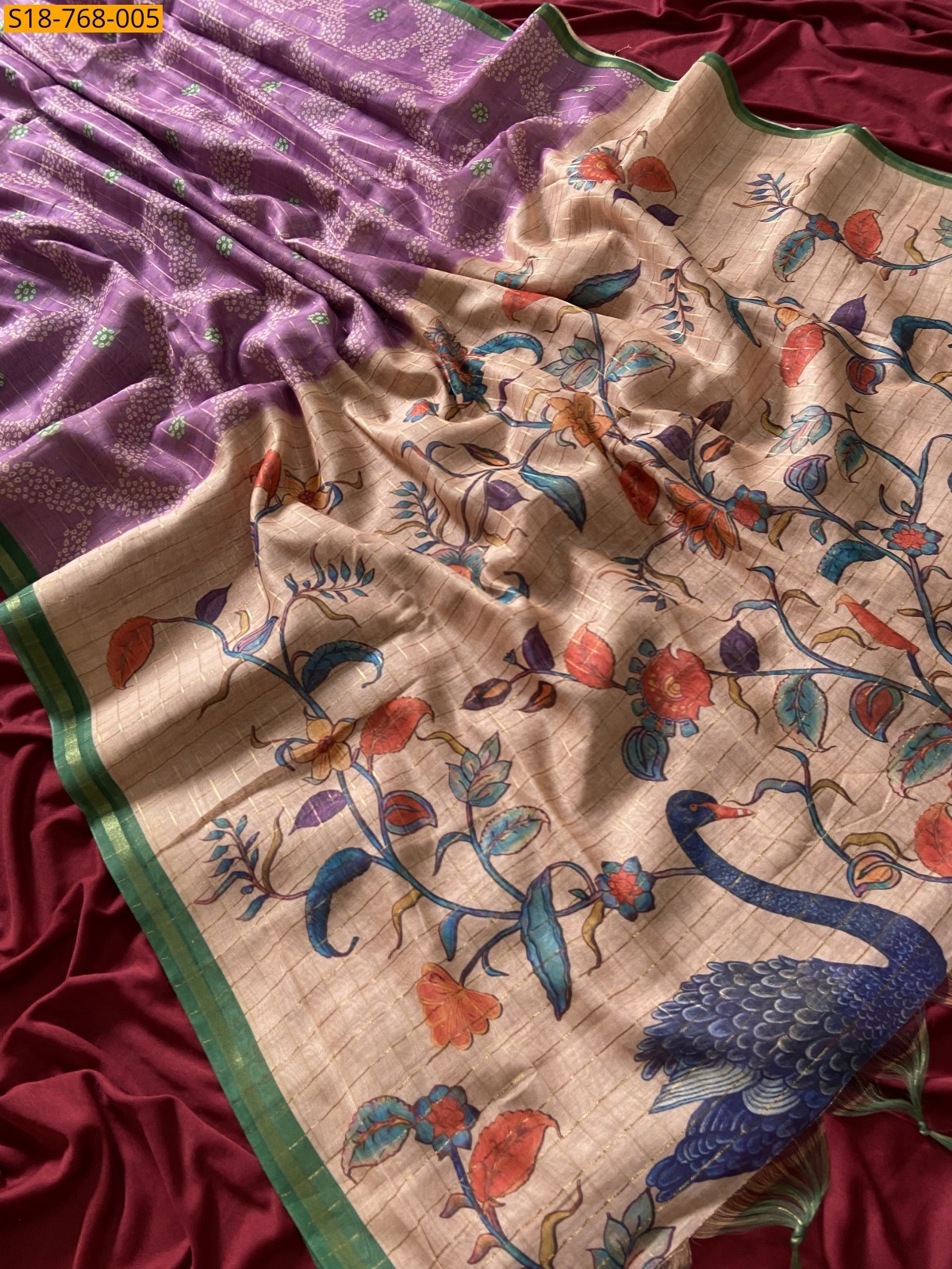 Onion Pink Fancy Semi tussar silk sarees