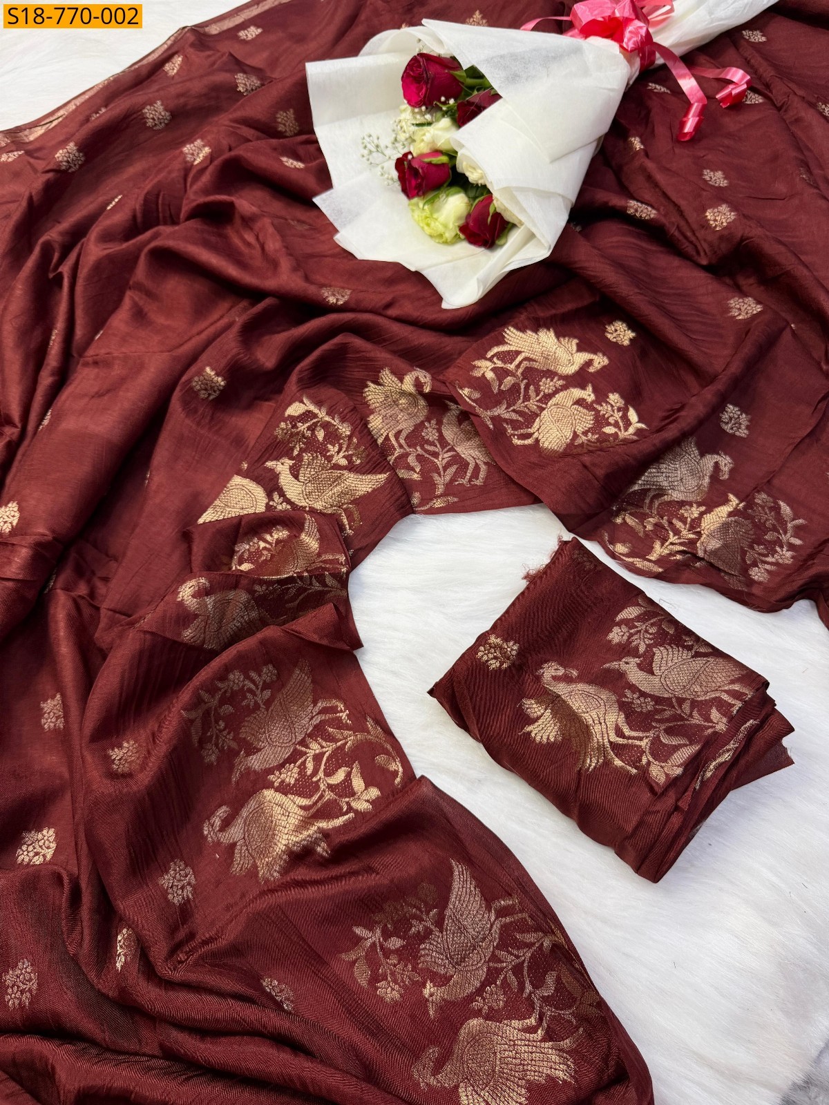 Maroon Muslin Silk Shaded Saree