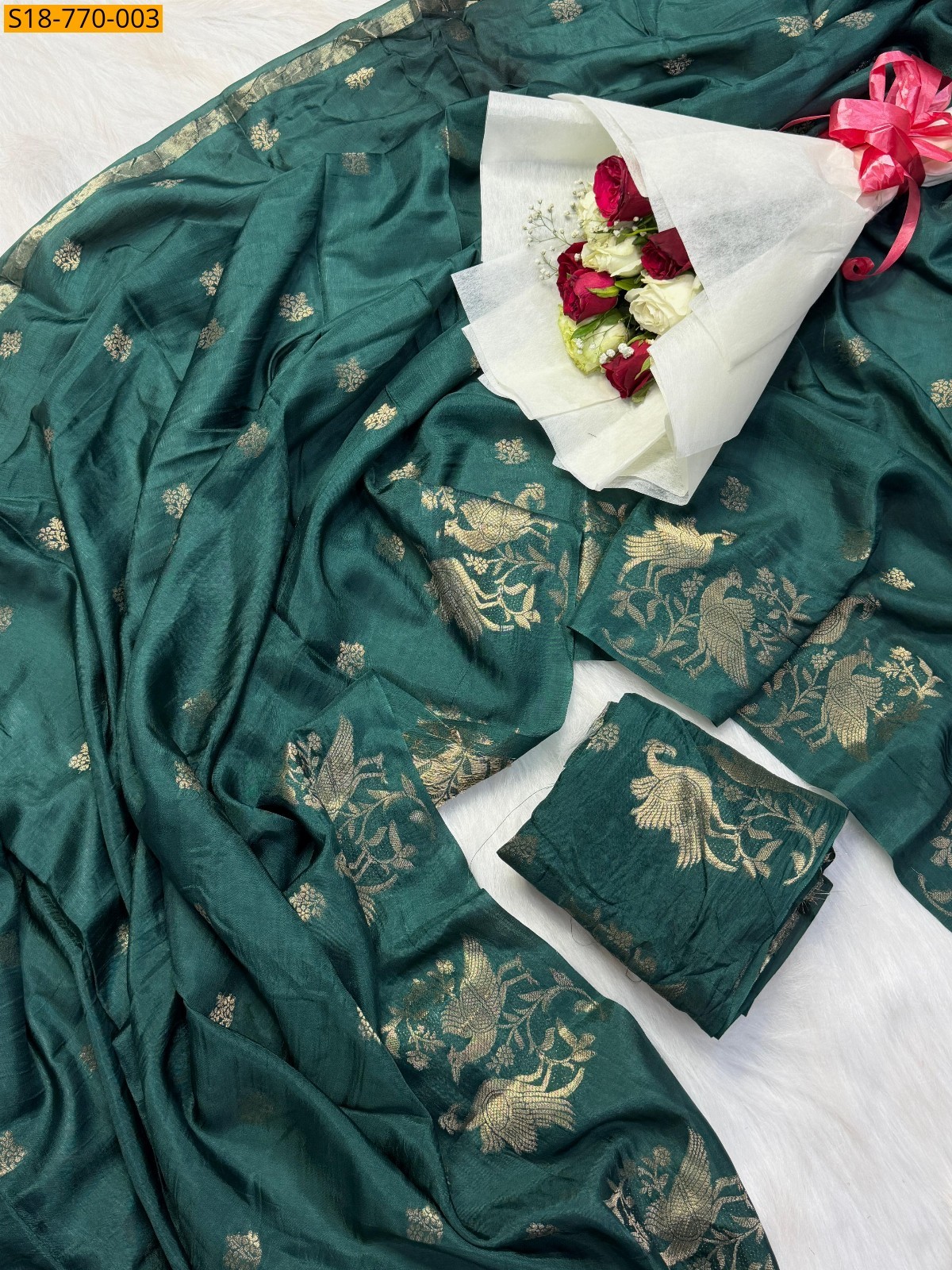 Rama Blue Muslin Silk Shaded Saree