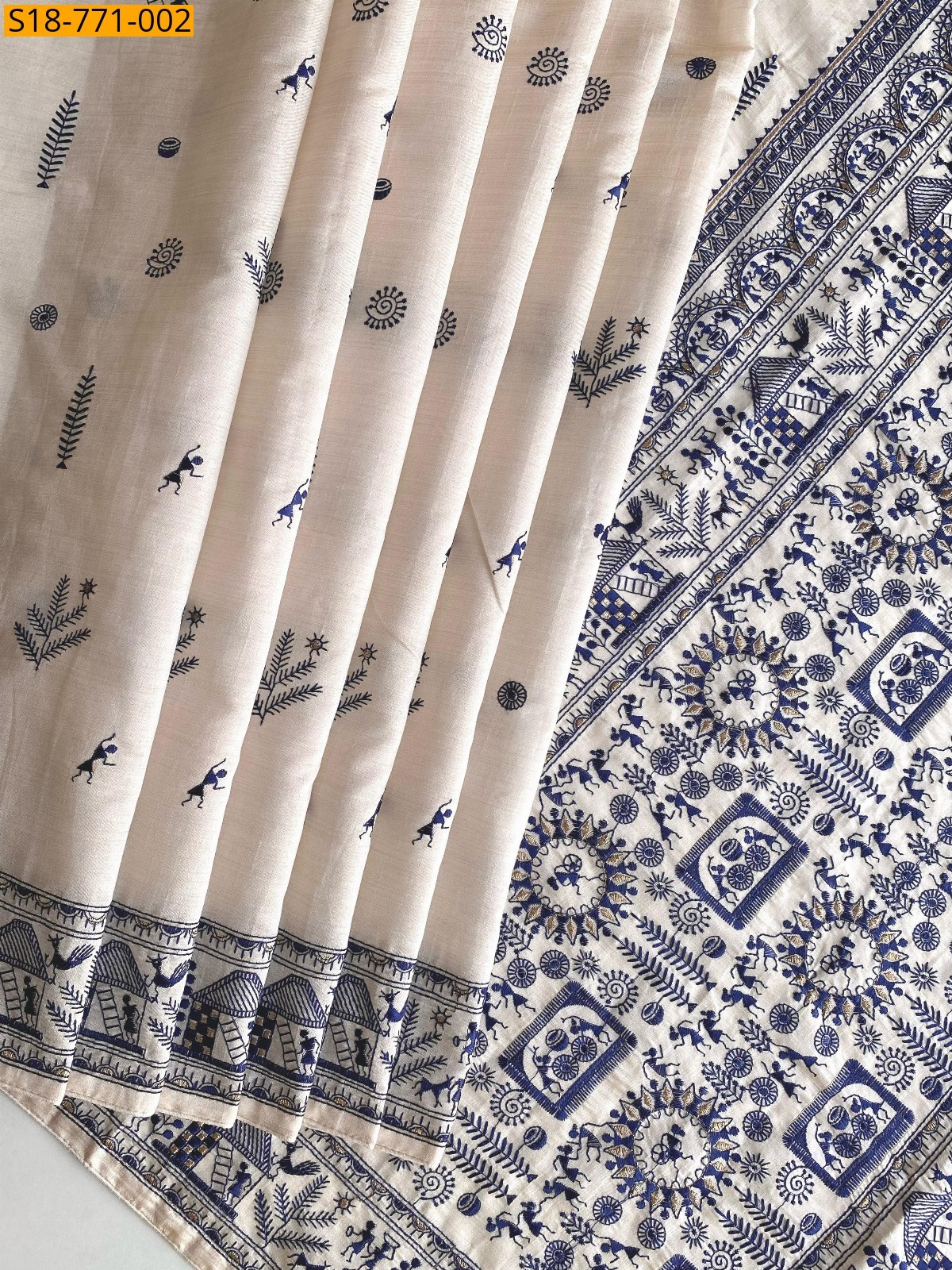 Blue Tussar Silk Embroidery Saree