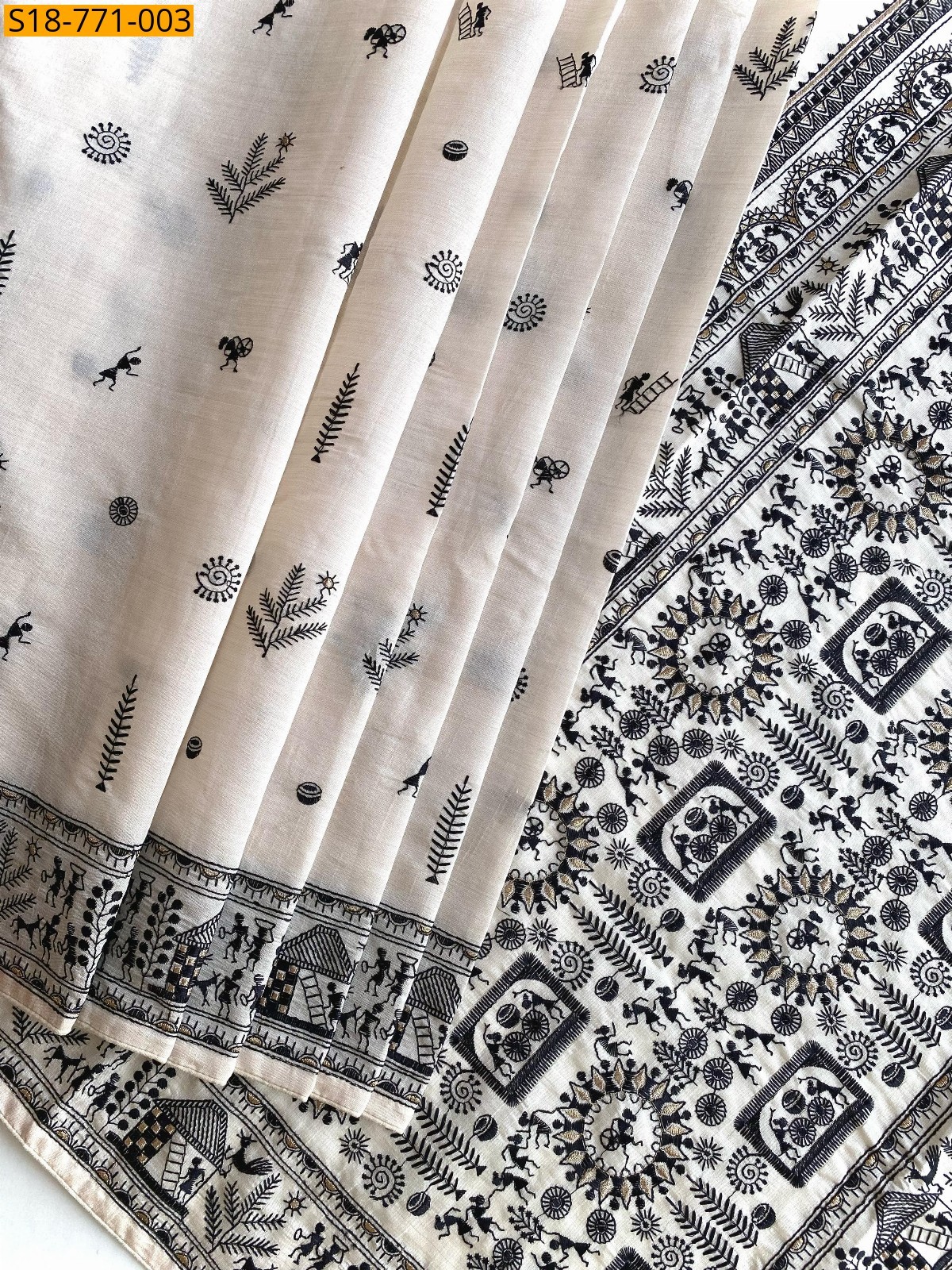 Black Tussar Silk Embroidery Saree