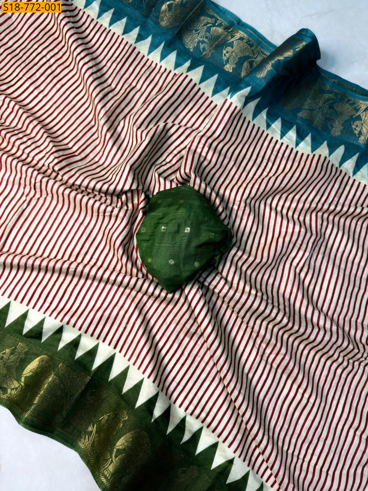 Red Fancy Dola Silk Saree