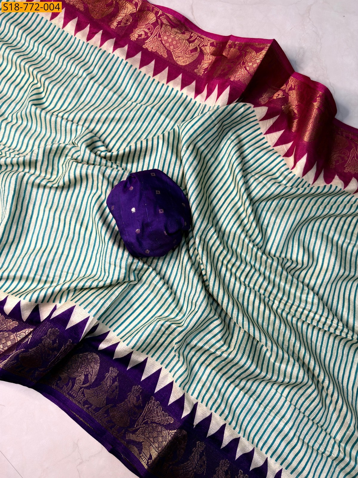 Rama Blue Fancy Dola Silk Saree