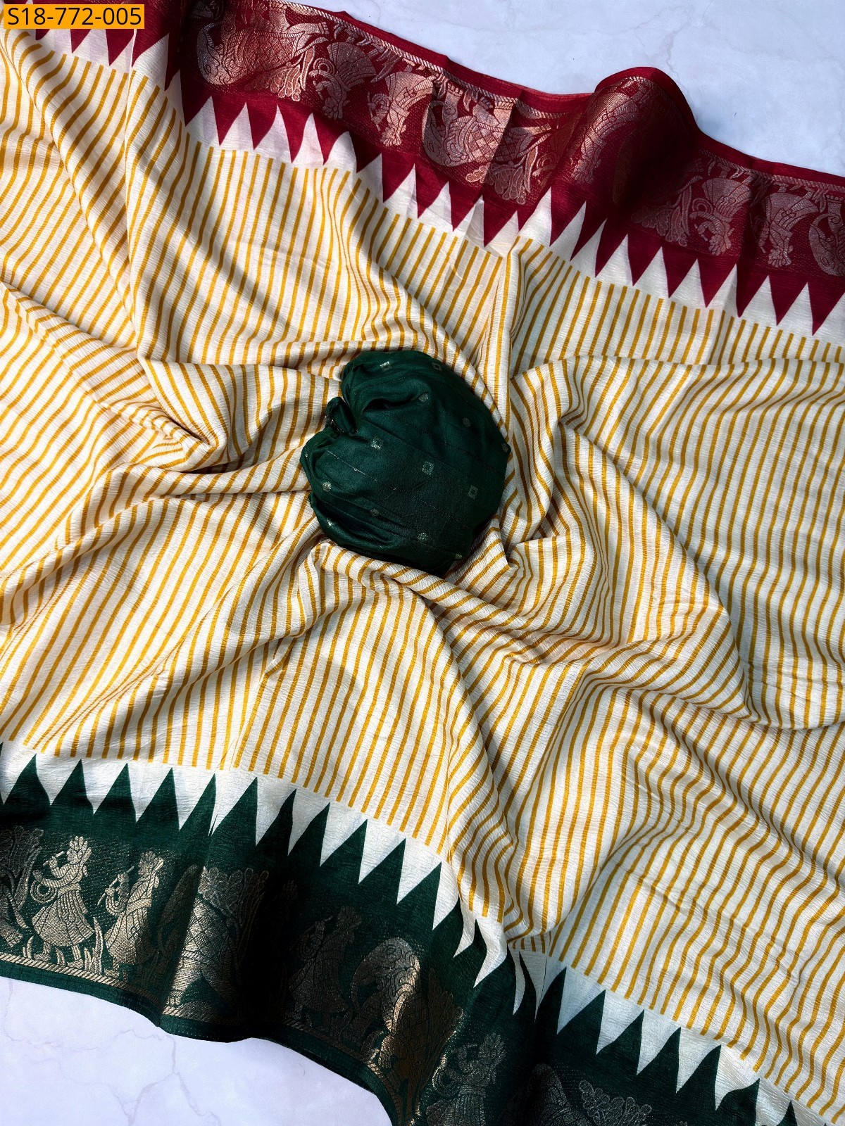 Yellow Fancy Dola Silk Saree