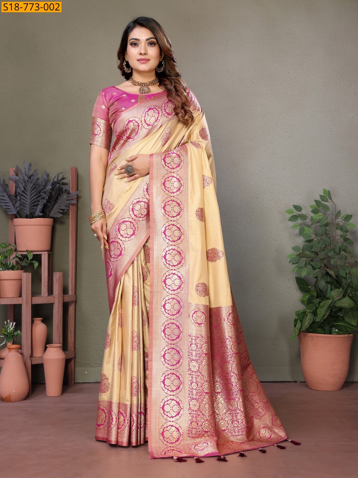 Pink Viscose Silk sarees