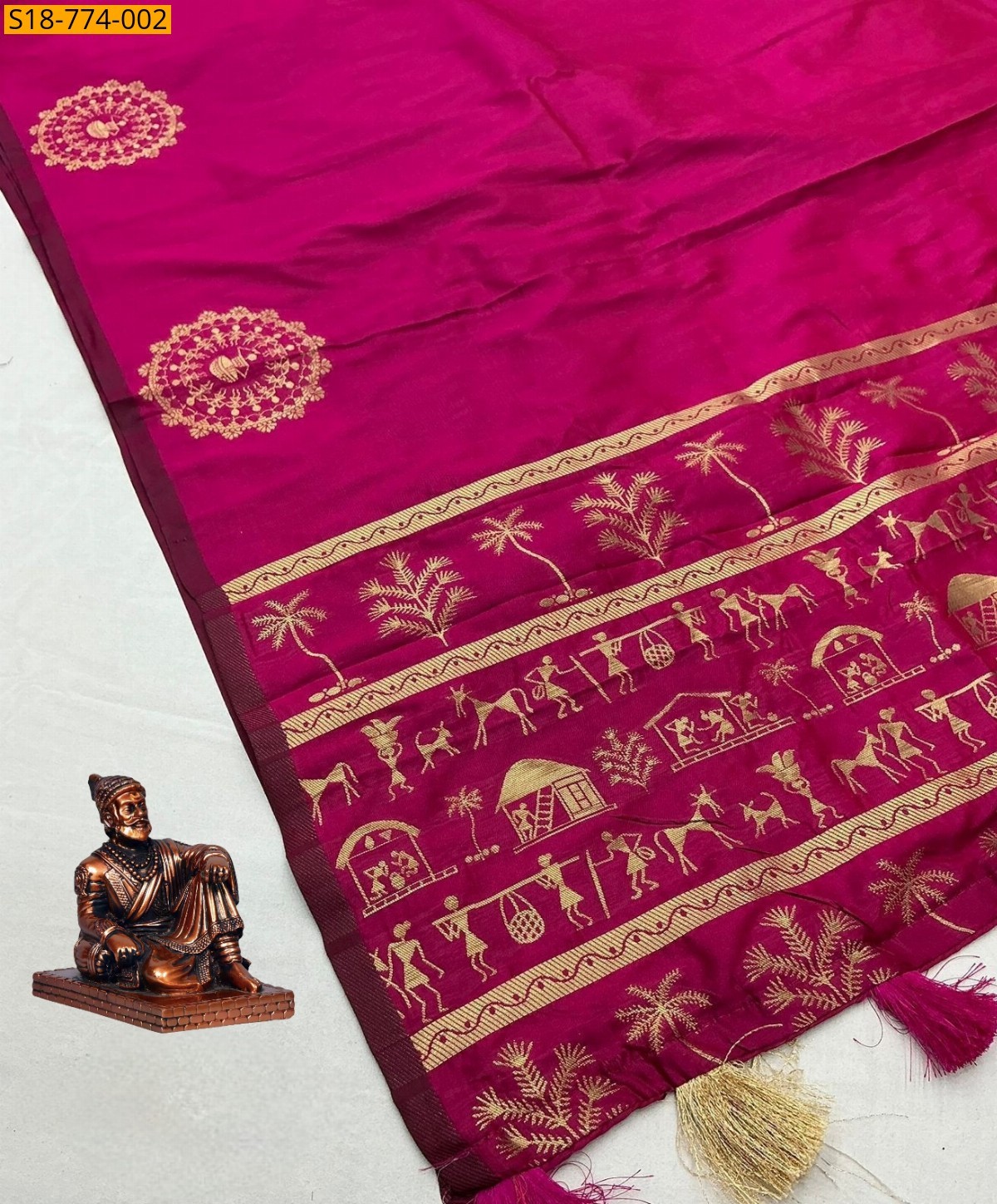 Rani Pink Soft Banarasi Silk  Saree