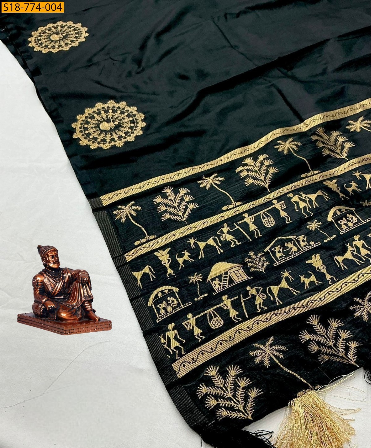 Black Soft Banarasi Silk  Saree
