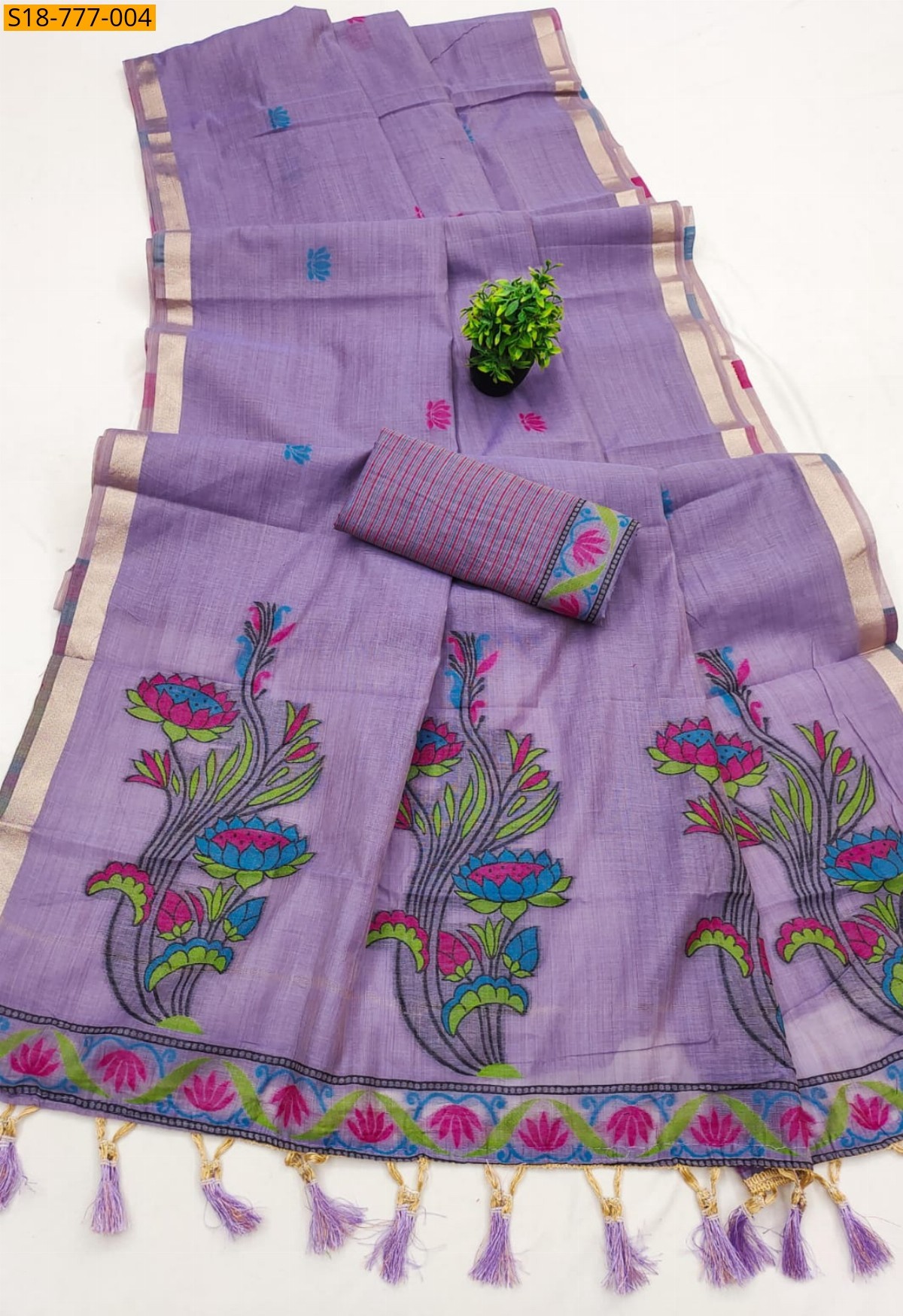 Violet Premium Soft Muga Cotton saree