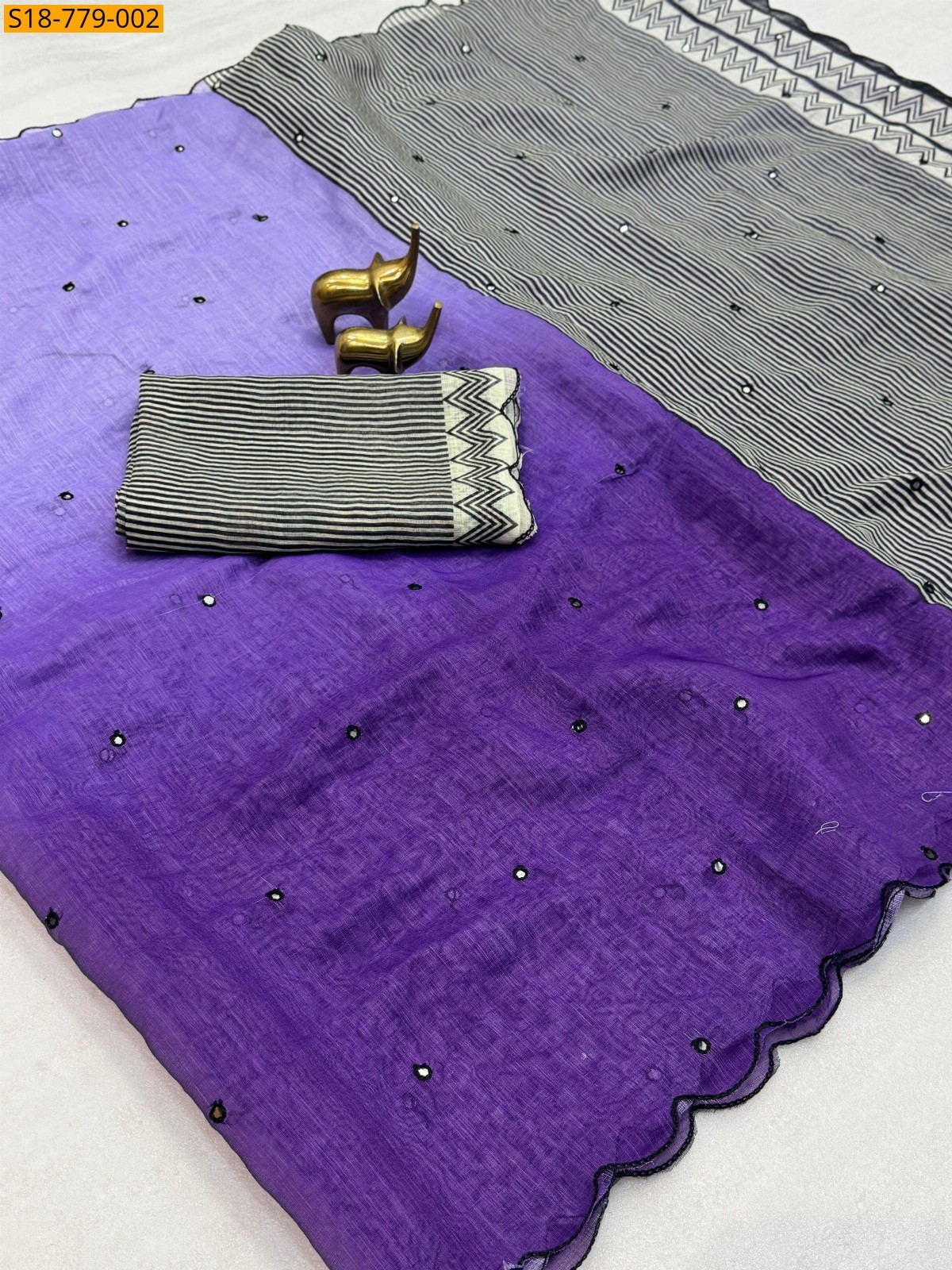 Violet Soft Linen Cotton Saree