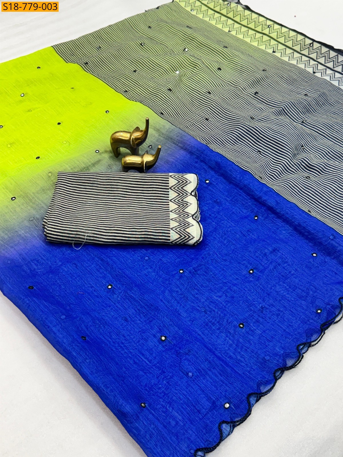 Blue Soft Linen Cotton Saree