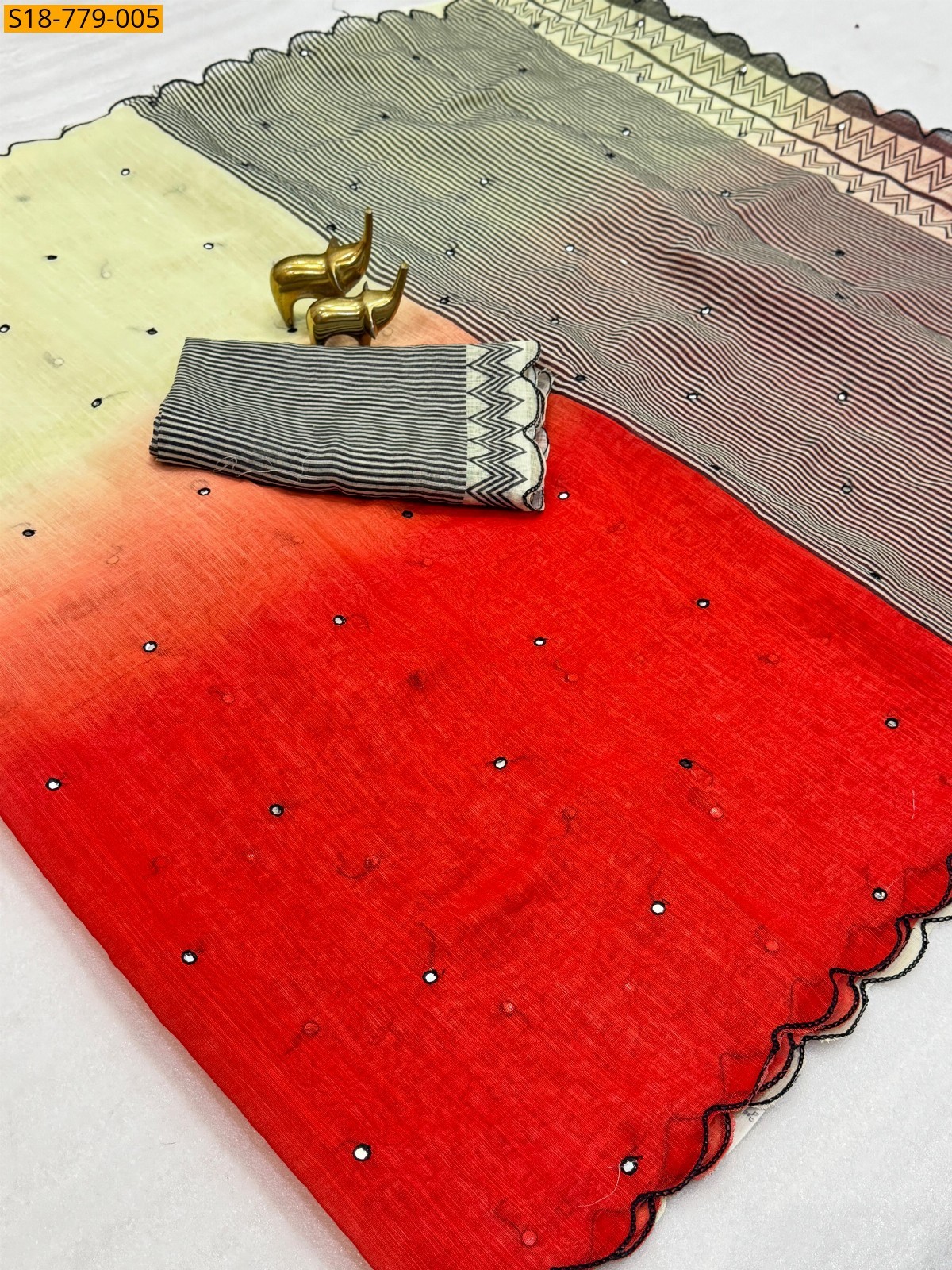 Red Soft Linen Cotton Saree