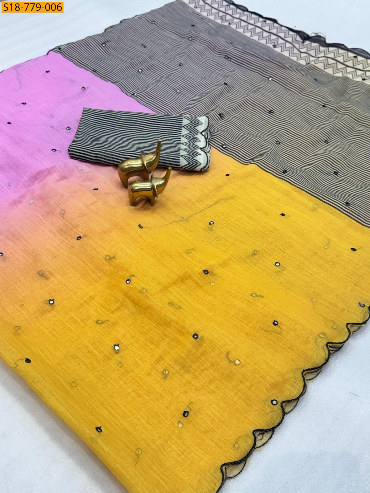 Yellow Soft Linen Cotton Saree