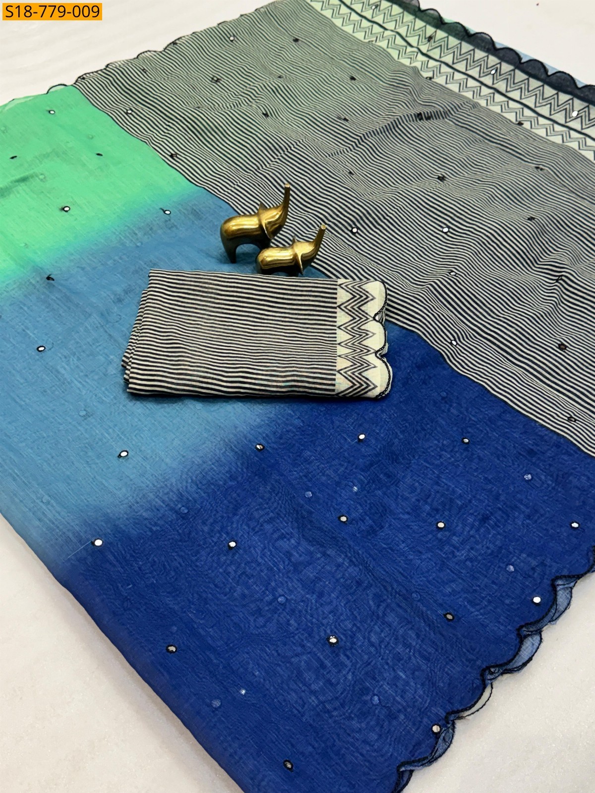 Navy Blue Soft Linen Cotton Saree